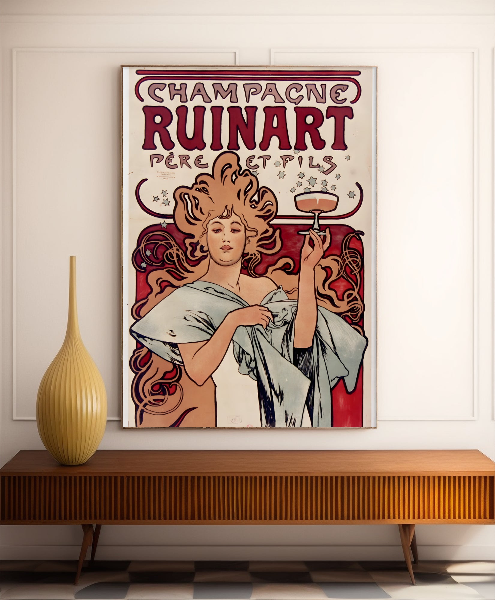 Affiche Alphonse Mucha "Champagne Ruinart" - Art Nouveau - Haute Définition - papier mat 230gr/m2