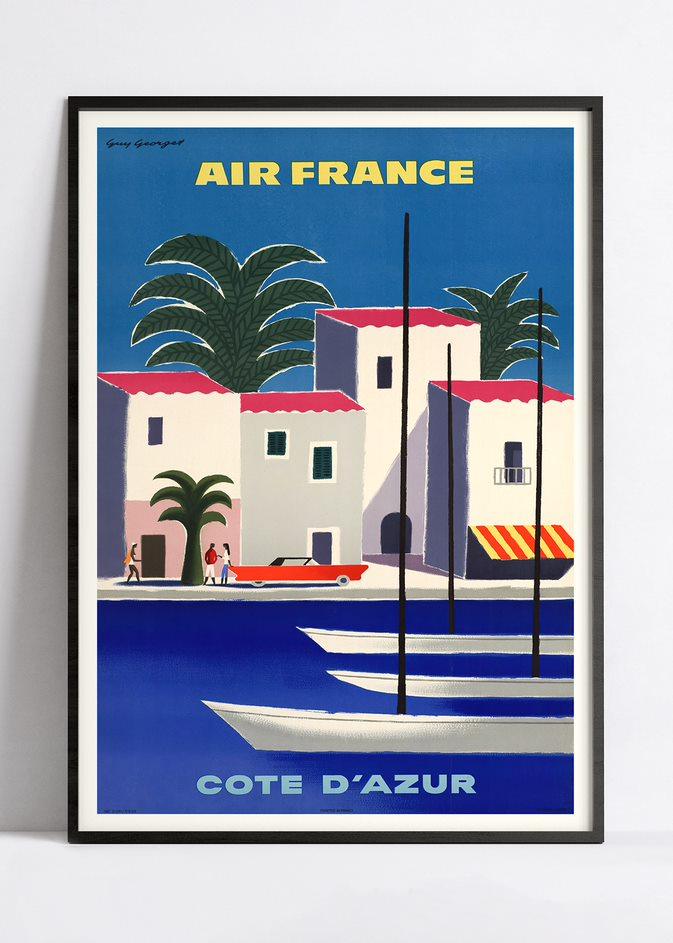 Affiche ancienne de voyage de Guy Georget de 1962 Air France Mexique Mexico
