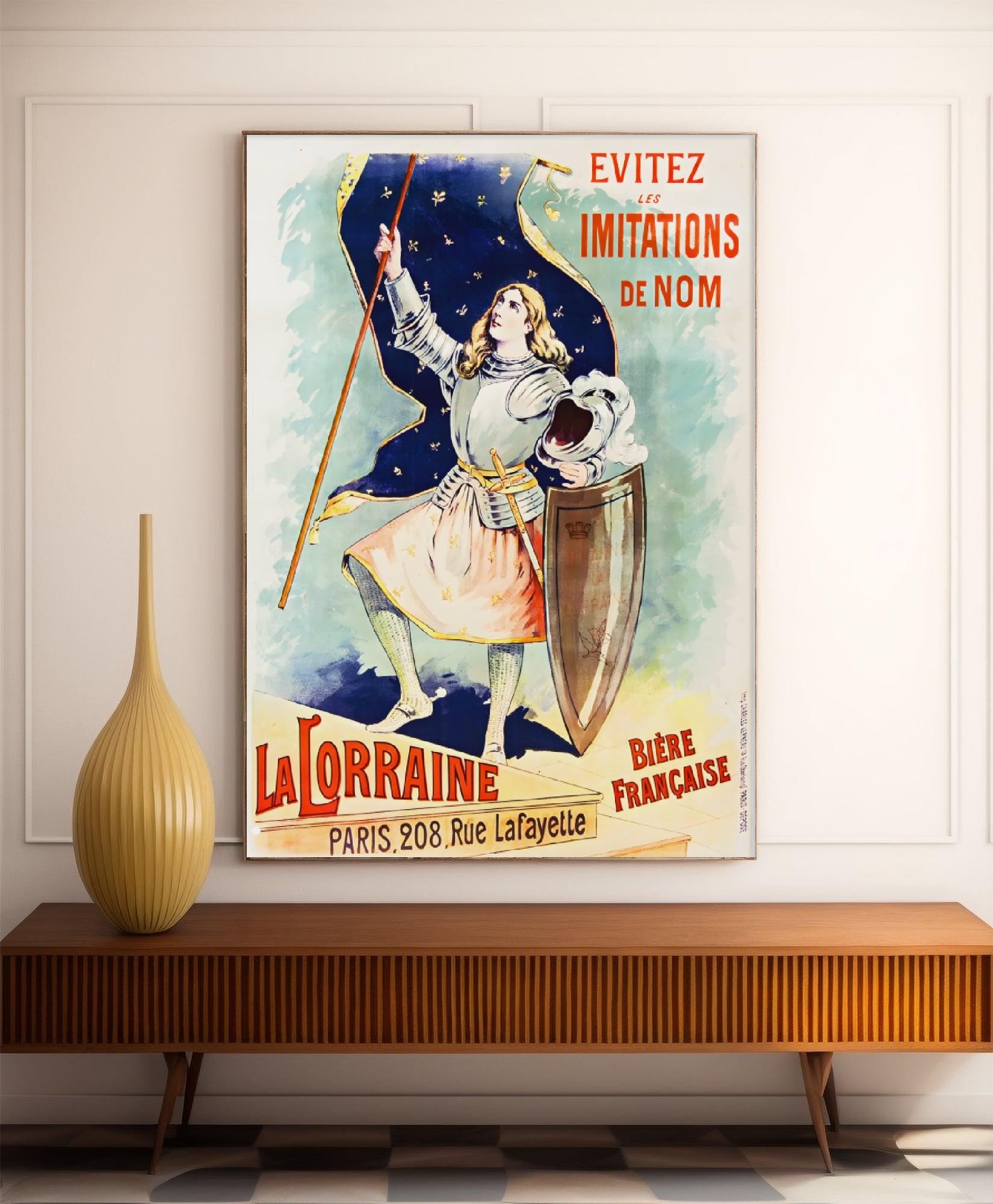 Affiche alcool vintage "Bière de la Lorraine" vintage -Eugène Ogé - Haute Définition - papier mat 230gr/m2 - Poster Vintage