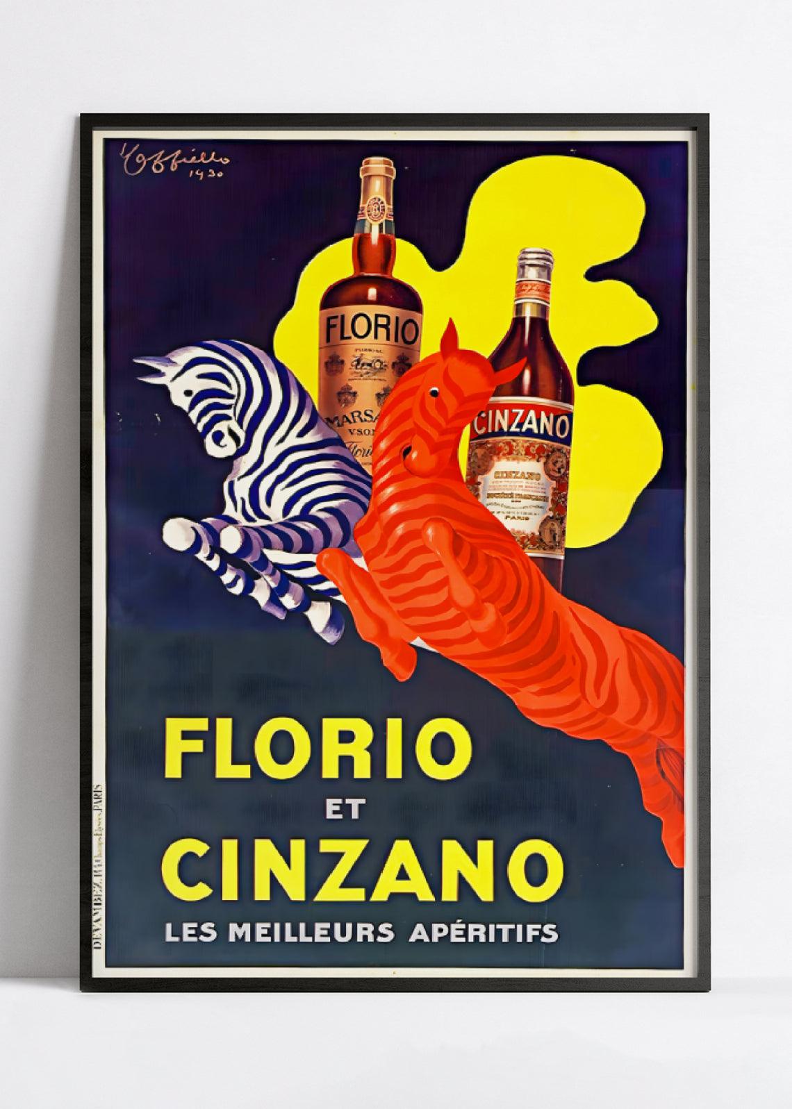 Affiche alcool vintage "Fioro et Cinzano" - Leonetto Cappiello - Haute Définition - papier mat 230gr/m2 - Poster Vintage