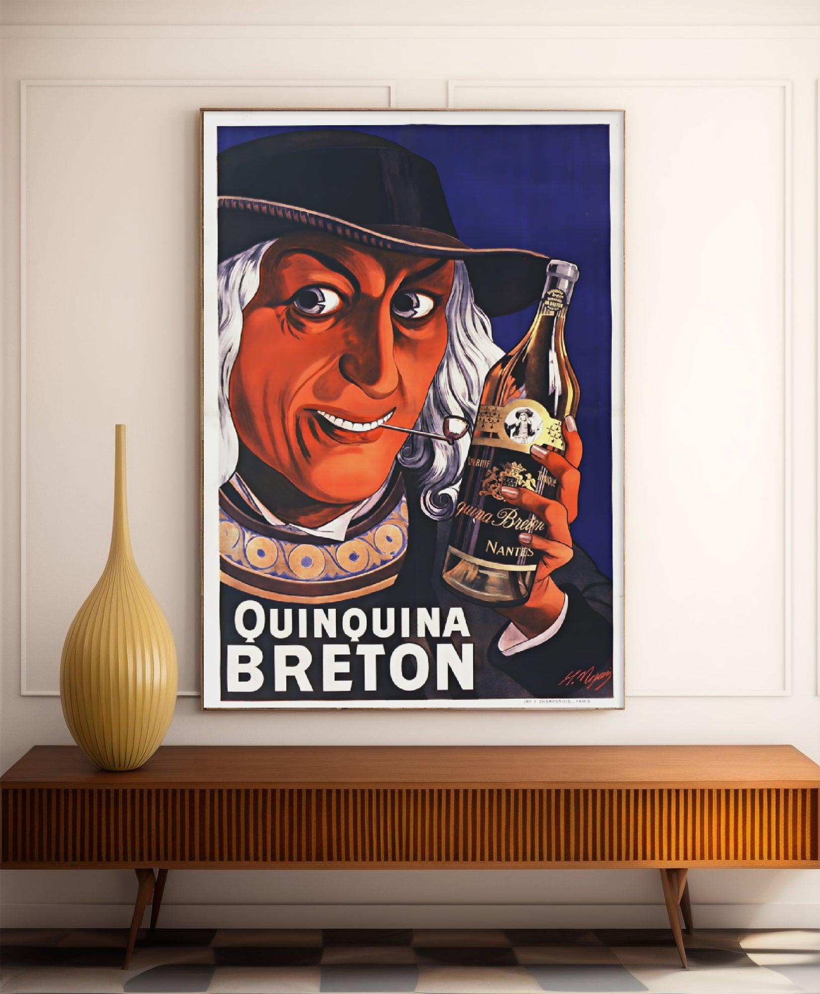Affiche alcool vintage "Quinquina Breton" - Eugène Ogé - Haute Définition - papier mat 230gr/m2 - Poster Vintage