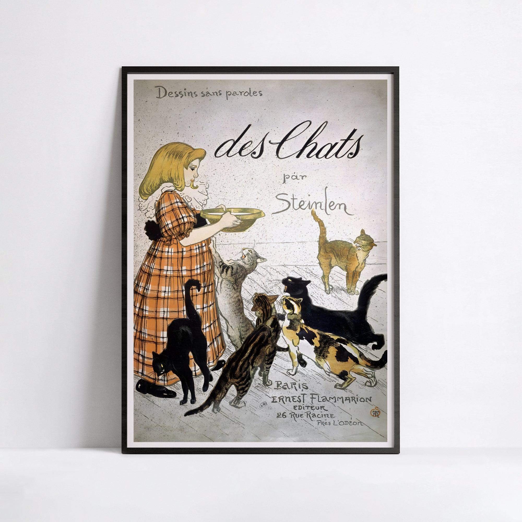 Affiche Art Nouveau "Des Chats" - Steinlen - Haute Définition - papier mat 230gr/m² - Poster Vintage