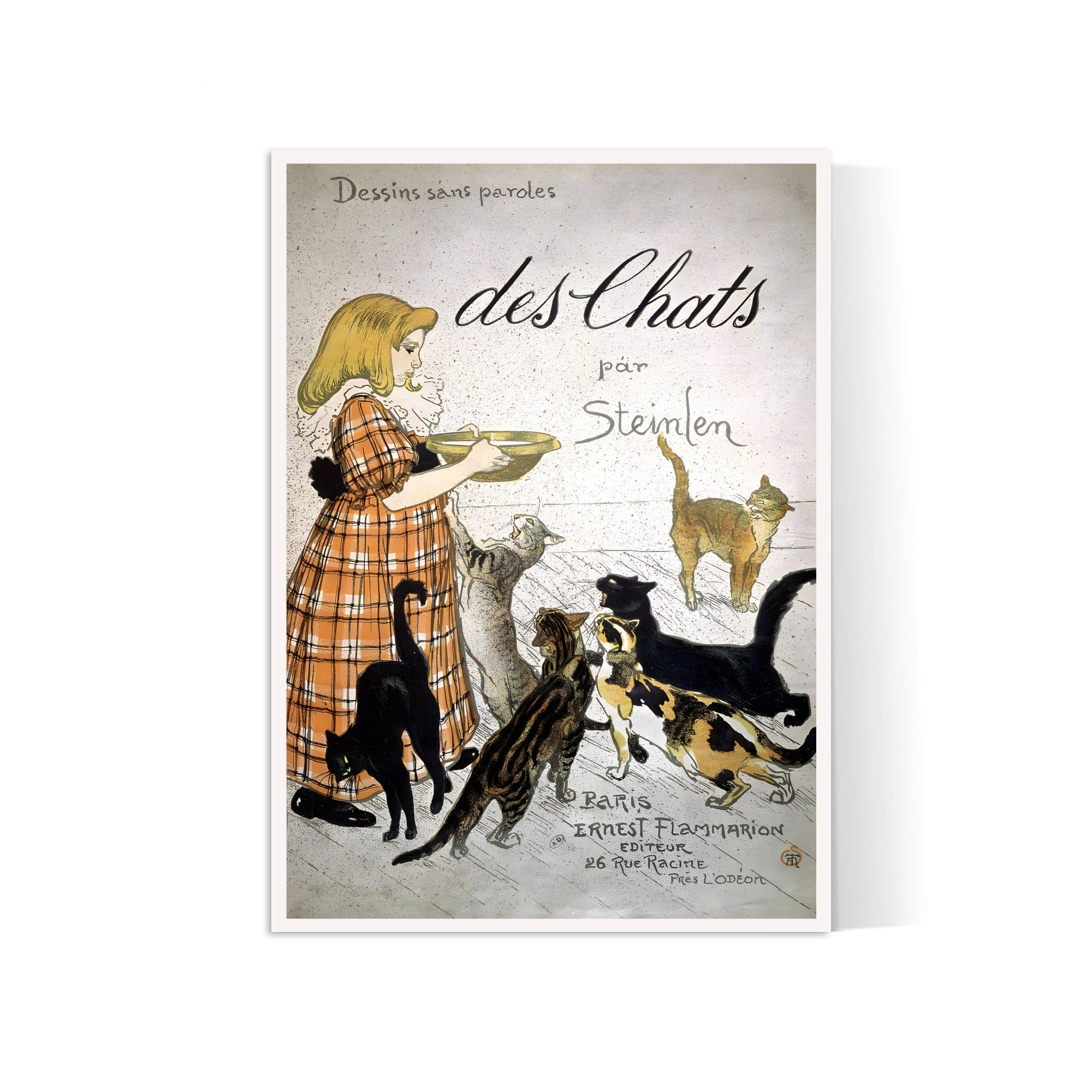 Affiche Art Nouveau "Des Chats" - Steinlen - Haute Définition - papier mat 230gr/m² - Poster Vintage