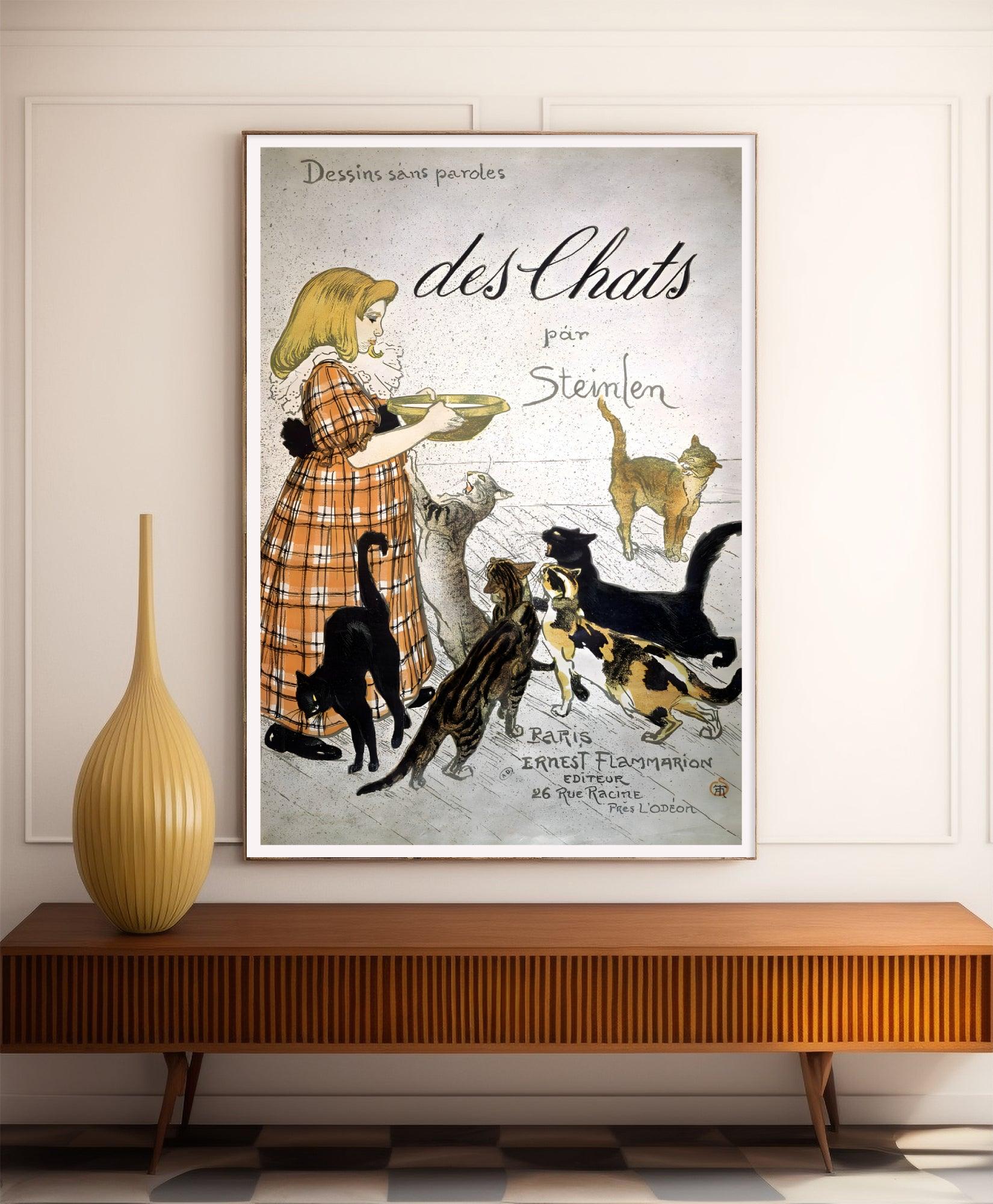 Affiche Art Nouveau "Des Chats" - Steinlen - Haute Définition - papier mat 230gr/m² - Poster Vintage