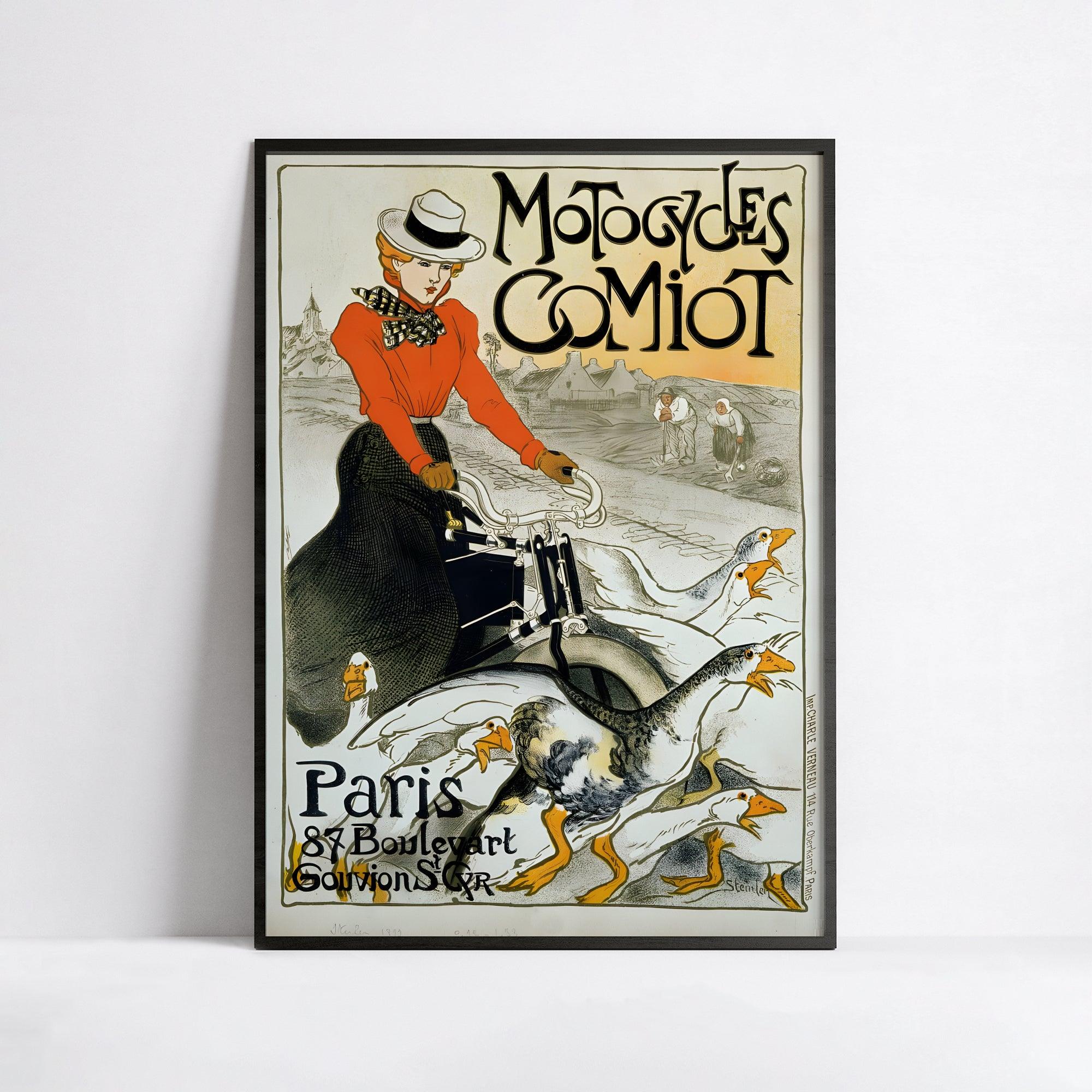 Affiche Art Nouveau "Motocycles Comiot" - Steinlen - Haute Définition - papier mat 230gr/m² - Poster Vintage