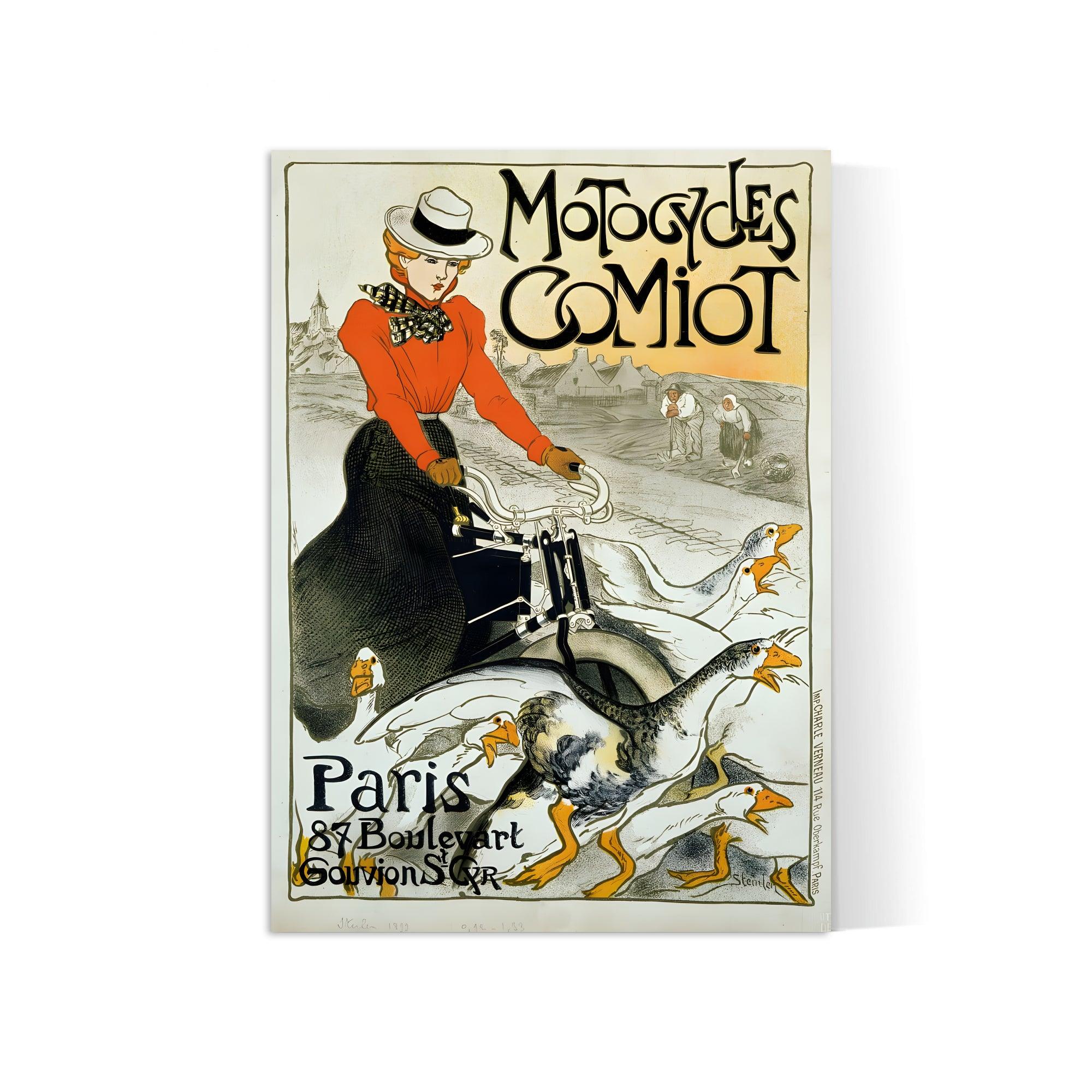 Affiche Art Nouveau "Motocycles Comiot" - Steinlen - Haute Définition - papier mat 230gr/m² - Poster Vintage