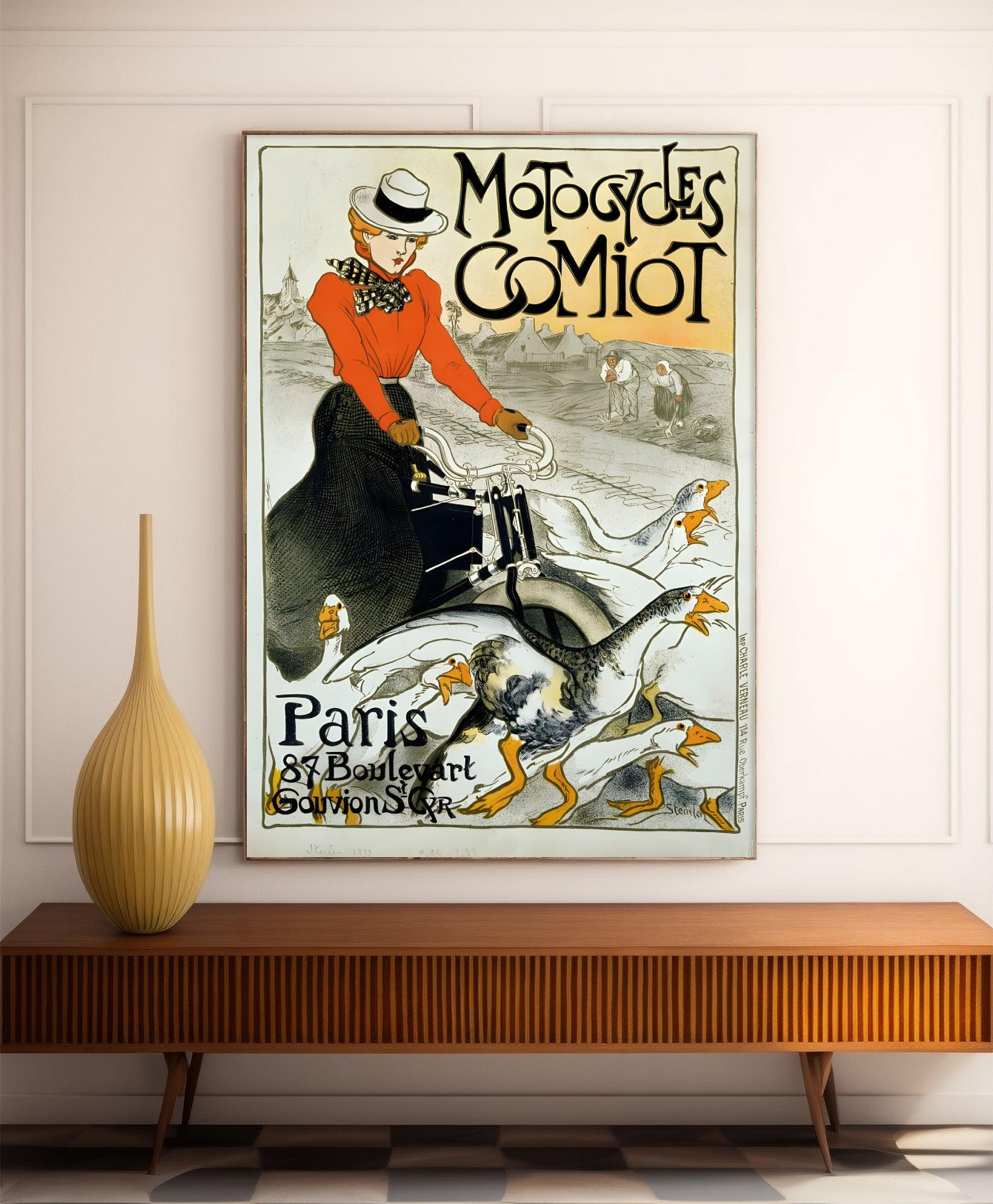Affiche Art Nouveau "Motocycles Comiot" - Steinlen - Haute Définition - papier mat 230gr/m² - Poster Vintage