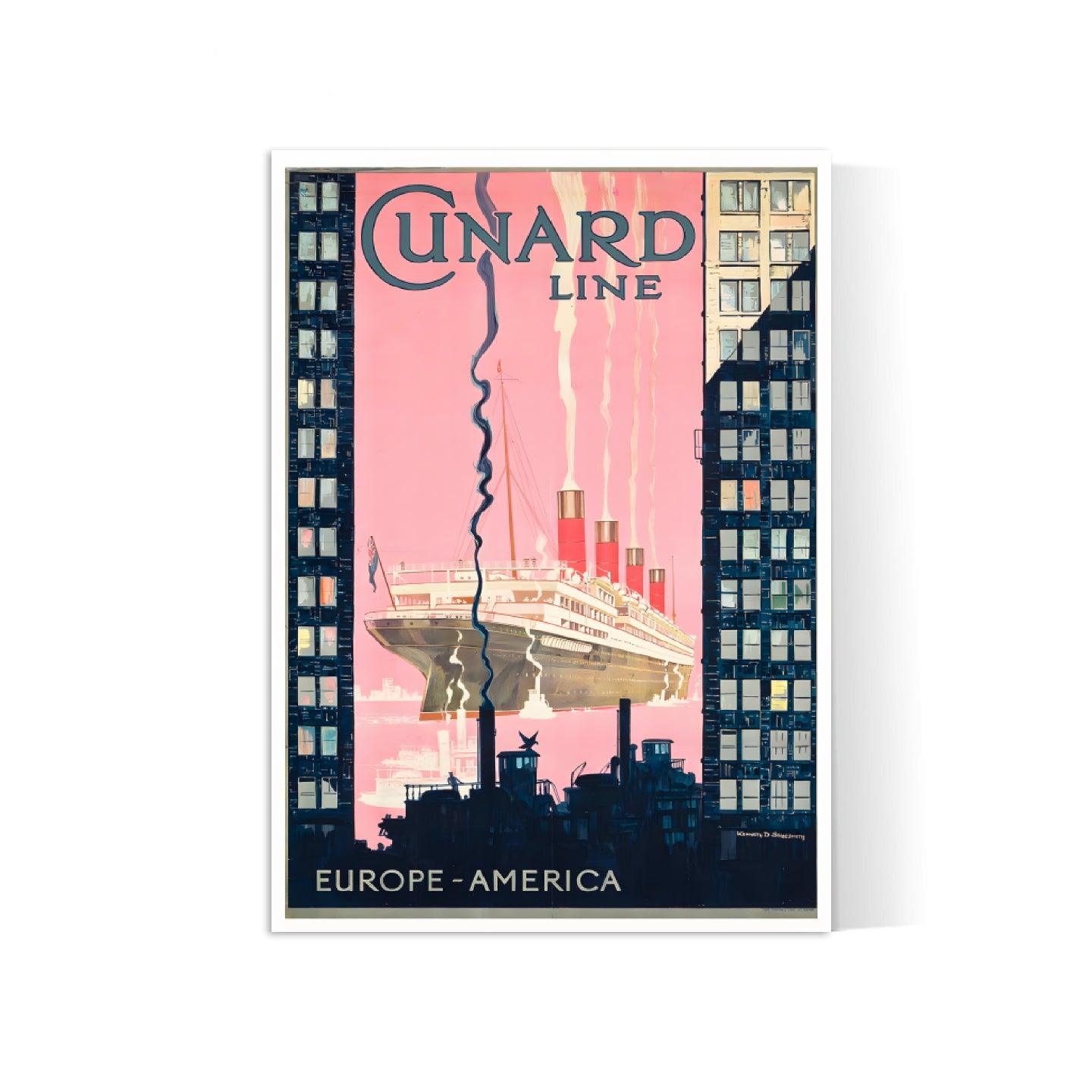 Affiche bateau vintage "Cunard Line" - Kenneth Shoesmith - Haute Définition - papier mat 230gr/m² - Poster Vintage