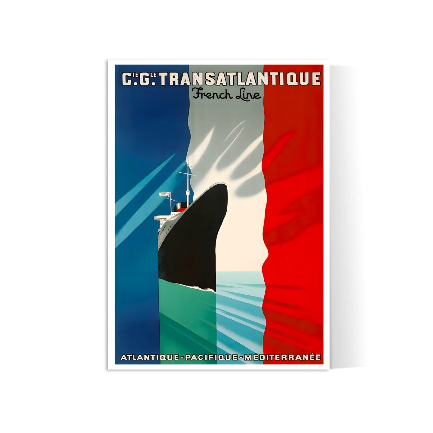 Affiche bateau vintage "French Line" - Haute Définition - papier mat 230gr/m² - Poster Vintage