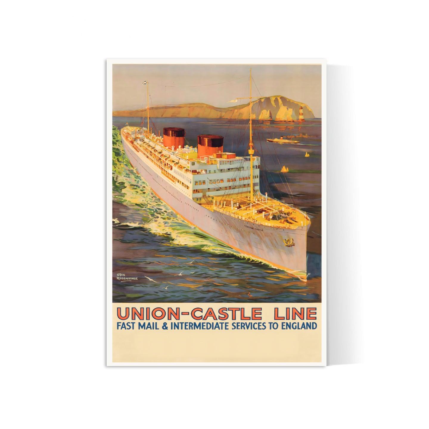 Affiche bateau vintage "Union Castle Line" - Odin Rosenvinge - Haute Définition - papier mat 230gr/m² - Poster Vintage