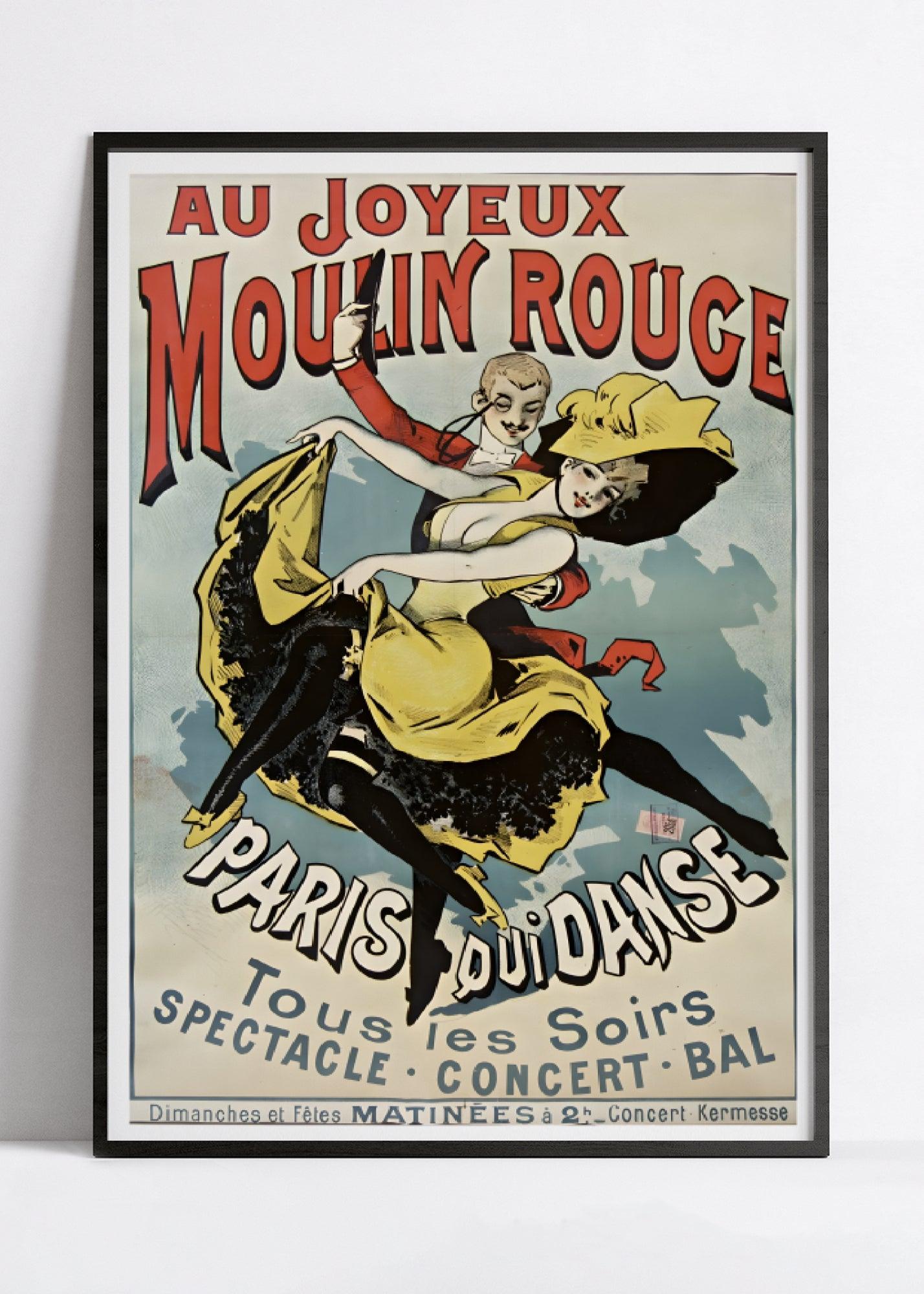 Affiche cabaret vintage "Au joyeux Moulin Rouge" - Alfred Choubrac - Haute Définition - papier mat 230gr/m² - Poster Vintage