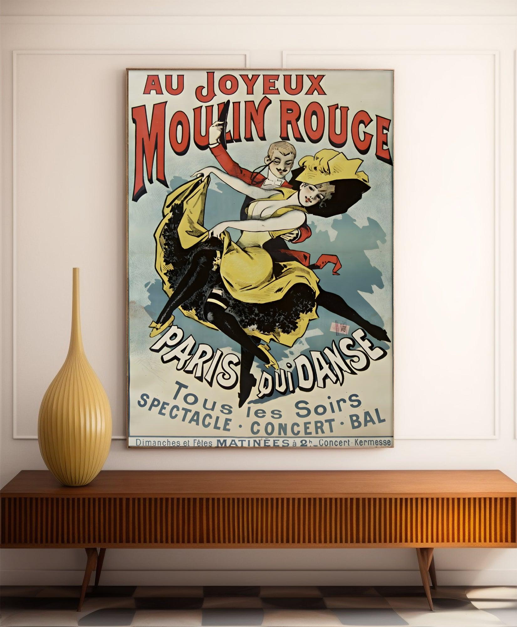 Affiche cabaret vintage "Au joyeux Moulin Rouge" - Alfred Choubrac - Haute Définition - papier mat 230gr/m² - Poster Vintage