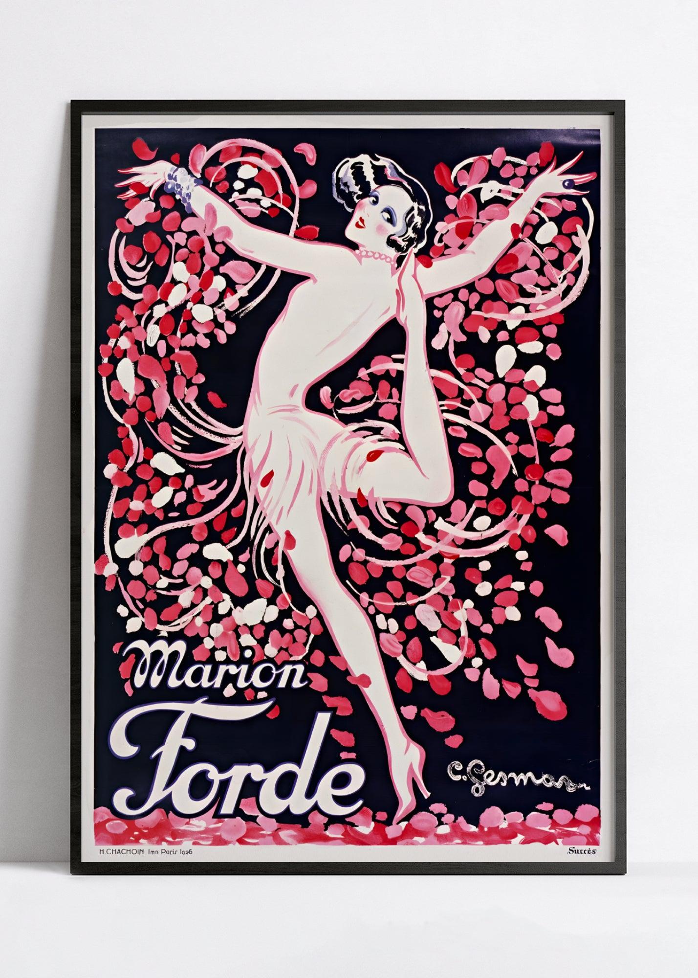Affiche cabaret vintage "Marion Forde" - Charles Gesmar - Haute Définition - papier mat 230gr/m² - Poster Vintage