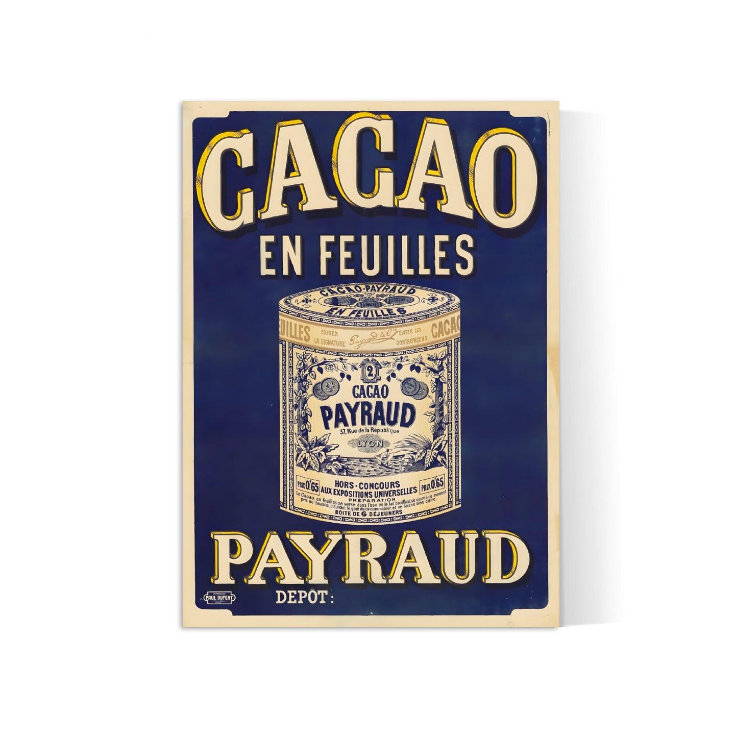 Affiche cuisine vintage "Cacao Payraud" - Haute Définition - papier mat 230gr/m² - Poster Vintage