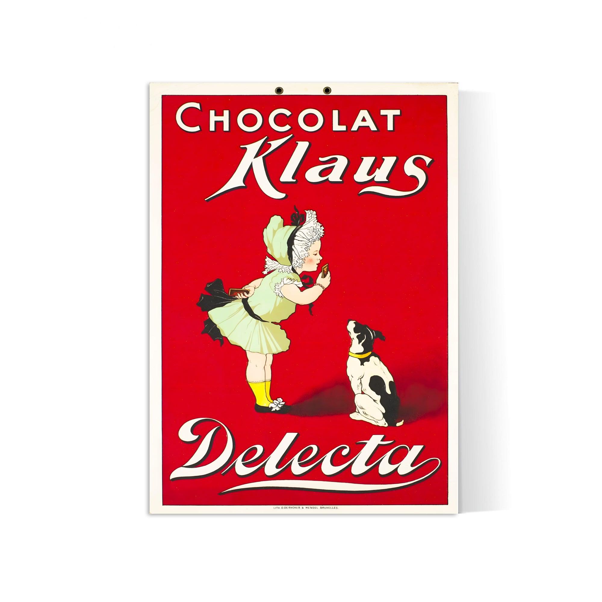 Affiche cuisine vintage "Chocolat Klaus Delecta" - Haute Définition - papier mat 230gr/m² - Poster Vintage
