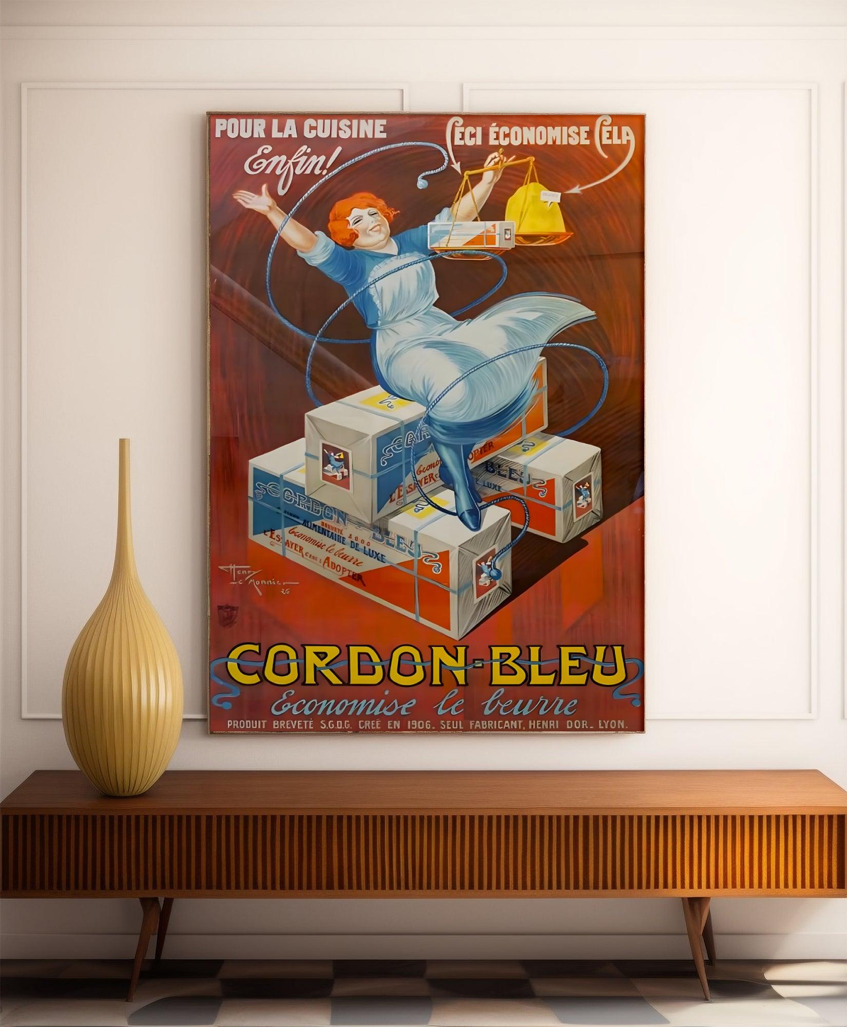 Affiche cuisine vintage "Cordon Bleu" - Le Monnier - Haute Définition - papier mat 230gr/m² - Poster Vintage
