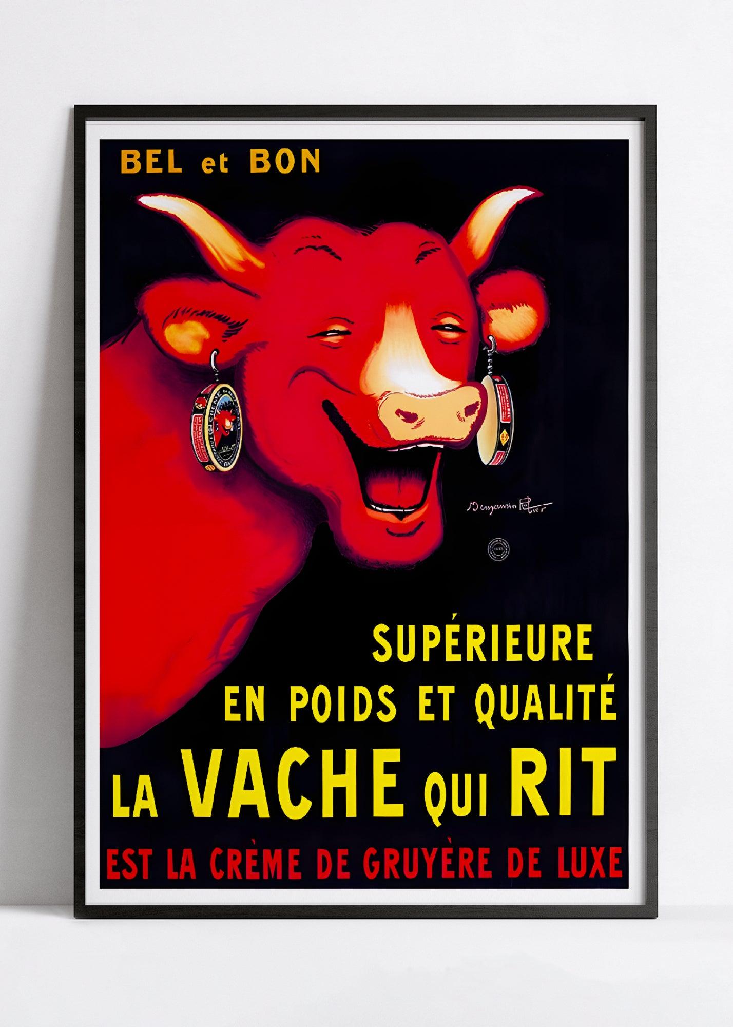 Affiche cuisine vintage "La Vache qui rit" - Benjamin Rabier - Haute Définition - papier mat 230gr/m² - Poster Vintage