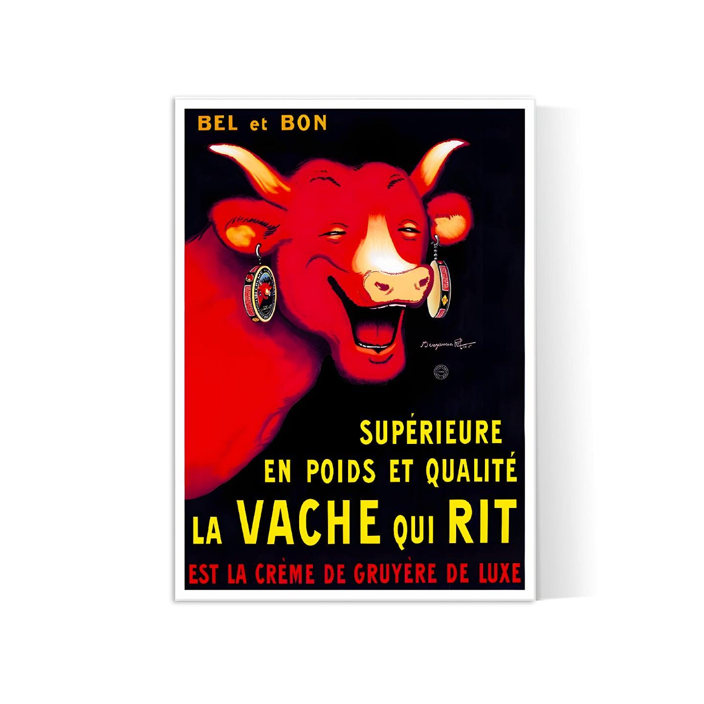 Affiche cuisine vintage "La Vache qui rit" - Benjamin Rabier - Haute Définition - papier mat 230gr/m² - Poster Vintage