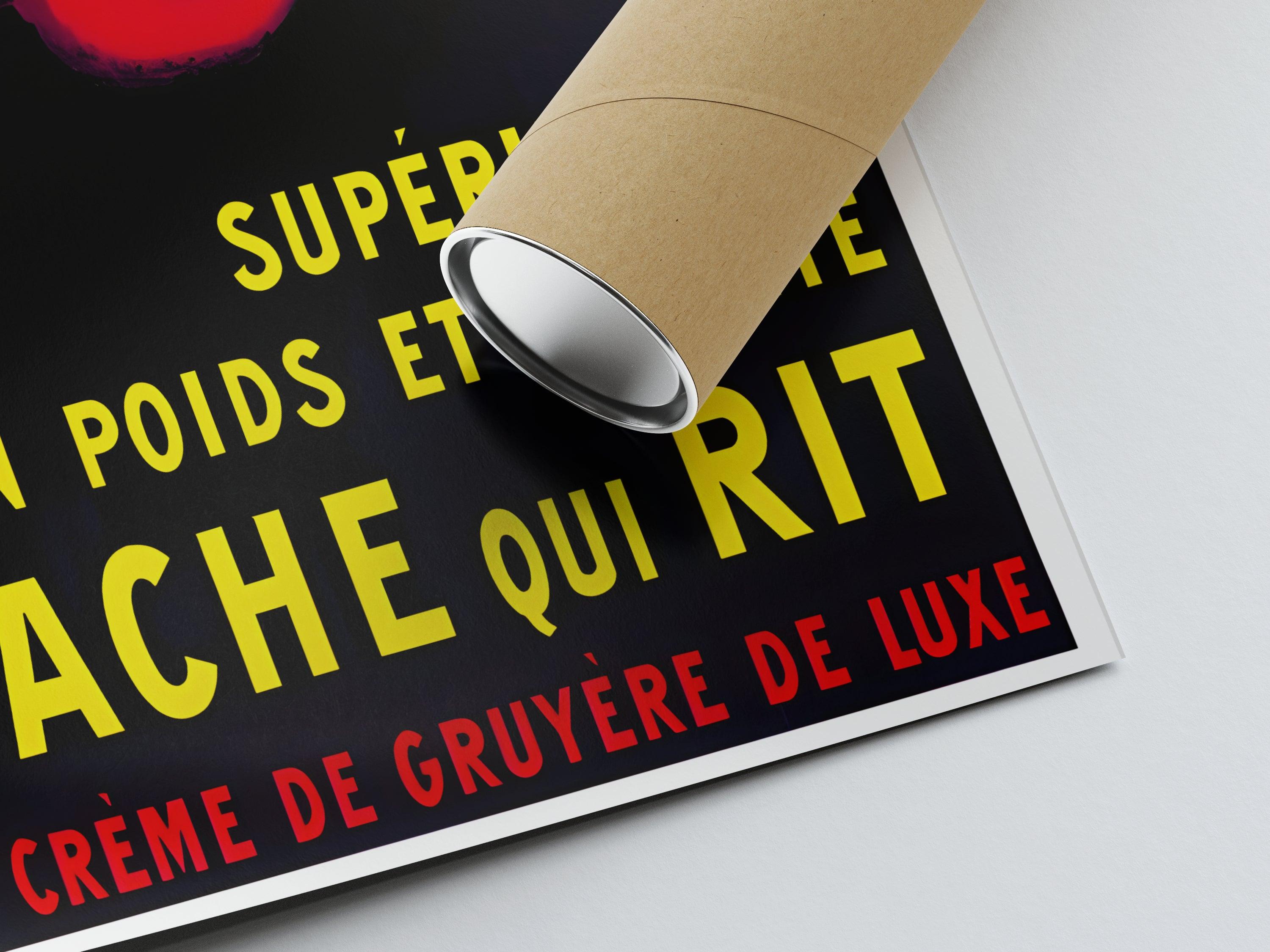 Affiche cuisine vintage "La Vache qui rit" - Benjamin Rabier - Haute Définition - papier mat 230gr/m² - Poster Vintage