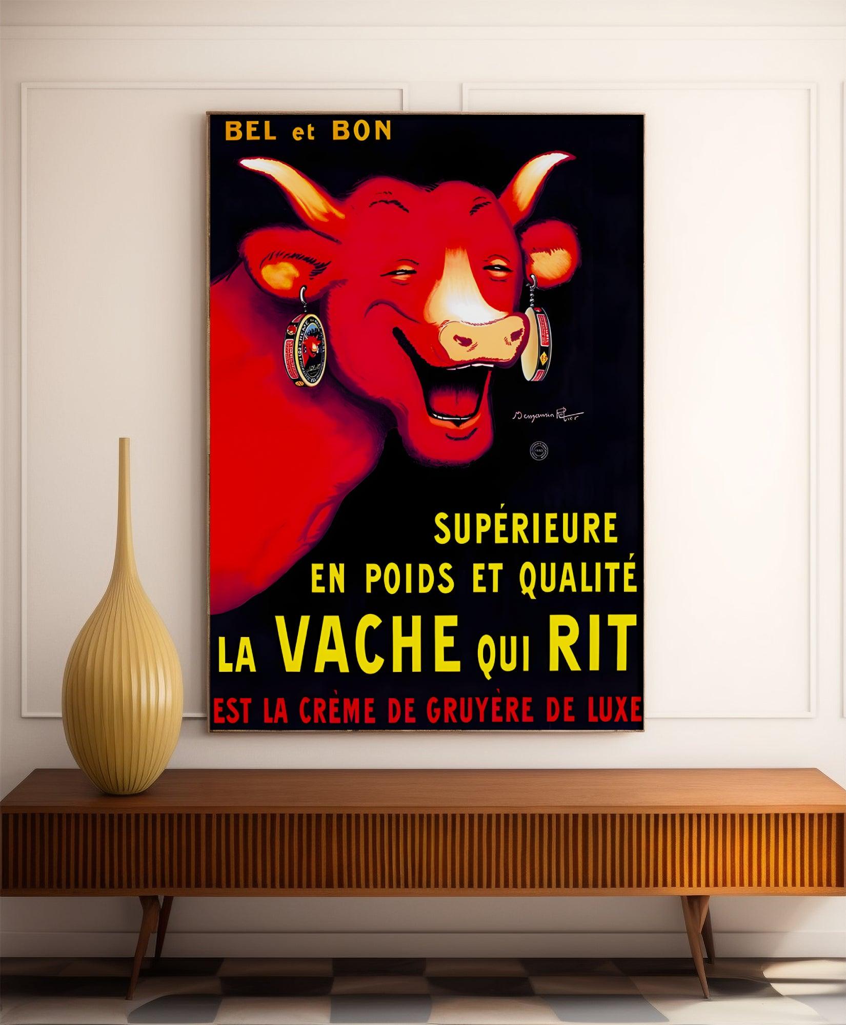 Affiche cuisine vintage "La Vache qui rit" - Benjamin Rabier - Haute Définition - papier mat 230gr/m² - Poster Vintage