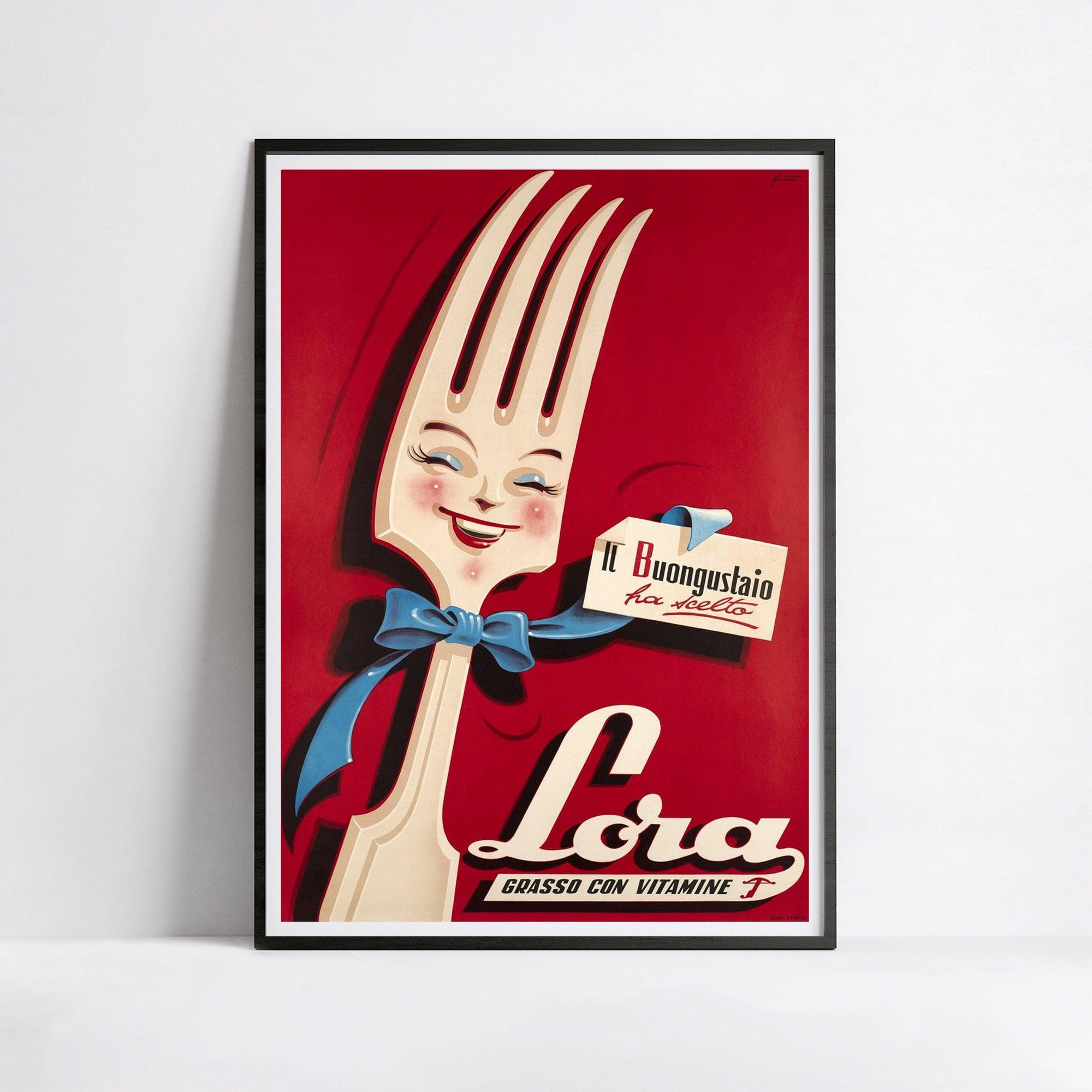 Affiche cuisine vintage "Lora"- Haute Définition - papier mat 230gr/m² - Poster Vintage