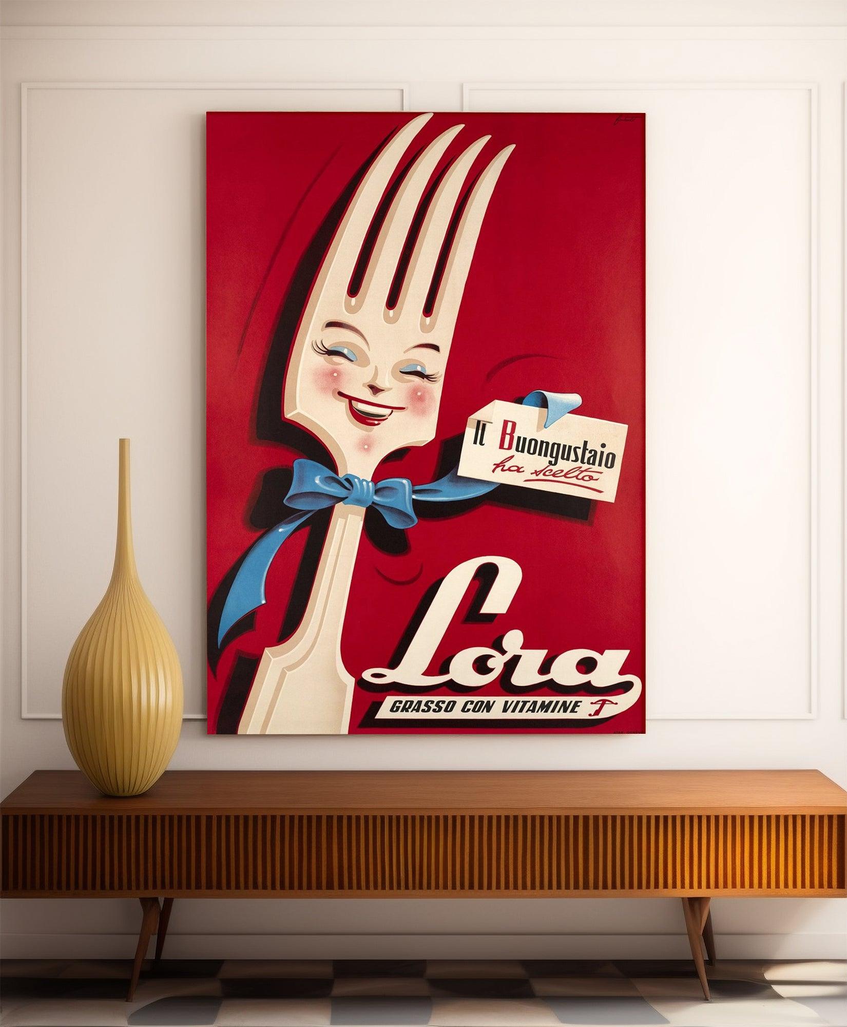 Affiche cuisine vintage "Lora"- Haute Définition - papier mat 230gr/m² - Poster Vintage