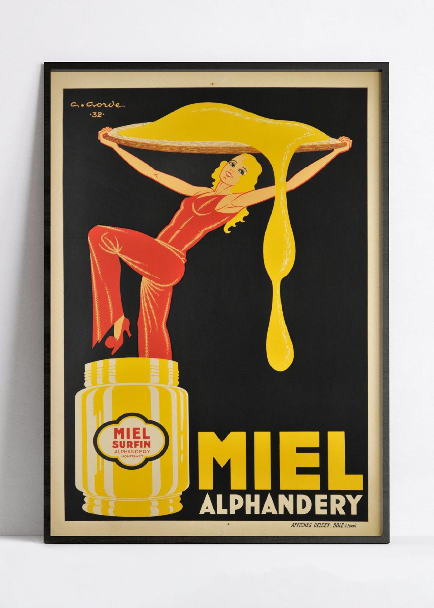 Affiche cuisine vintage "Miel Alphandery" - Gaston Gorde - Haute Définition - papier mat 230gr/m² - Poster Vintage