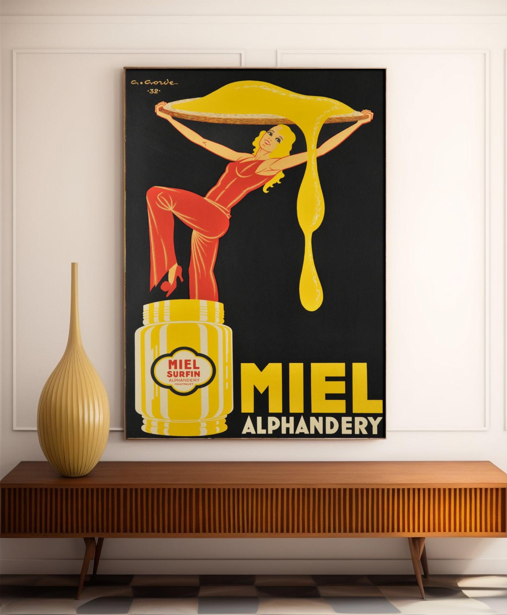 Affiche cuisine vintage "Miel Alphandery" - Gaston Gorde - Haute Définition - papier mat 230gr/m² - Poster Vintage