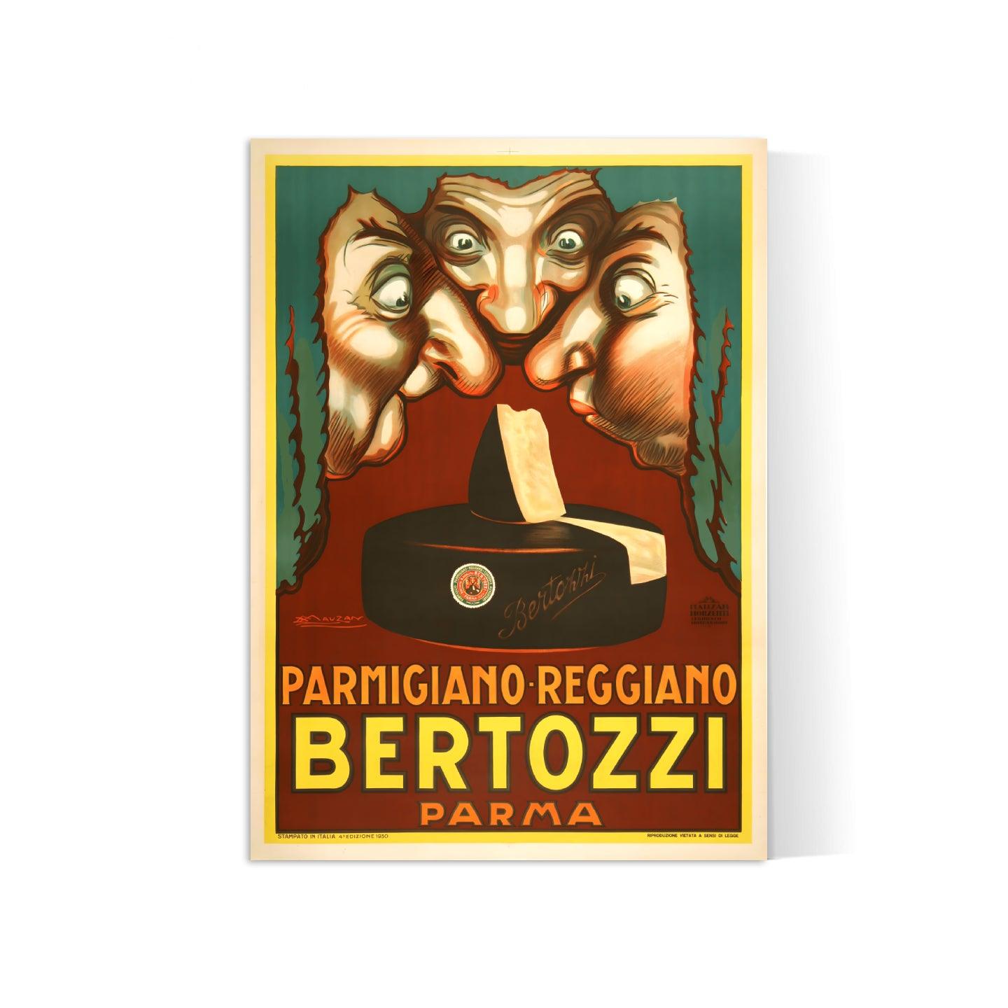 Affiche cuisine vintage "Parmigiano regianno Bertozzi"- Achille Mauzan- Haute Définition - papier mat 230gr/m² - Poster Vintage
