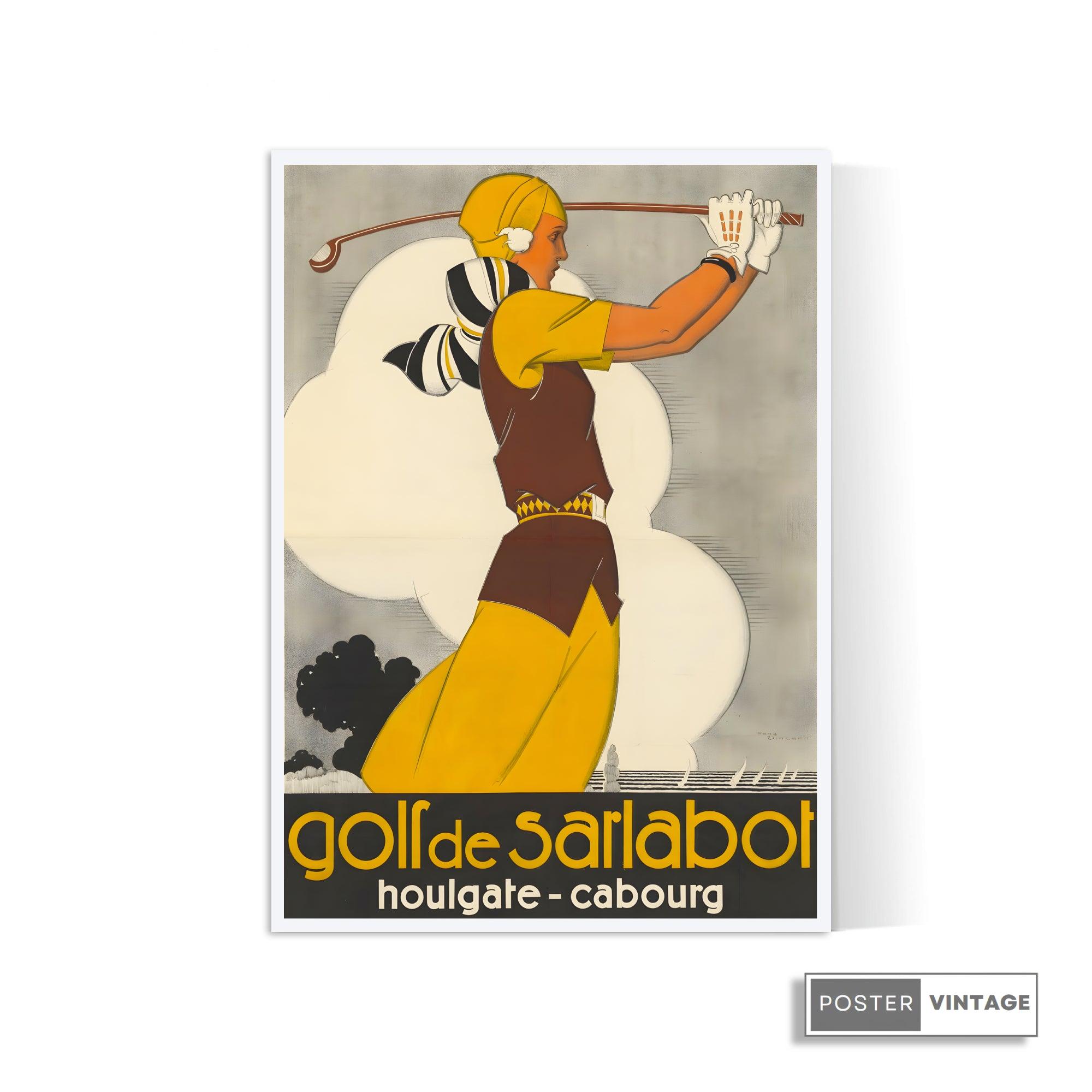 Affiche golf vintage "Sarlabot" - Art déco- Haute Définition - papier mat 230gr/m2 - Poster Vintage
