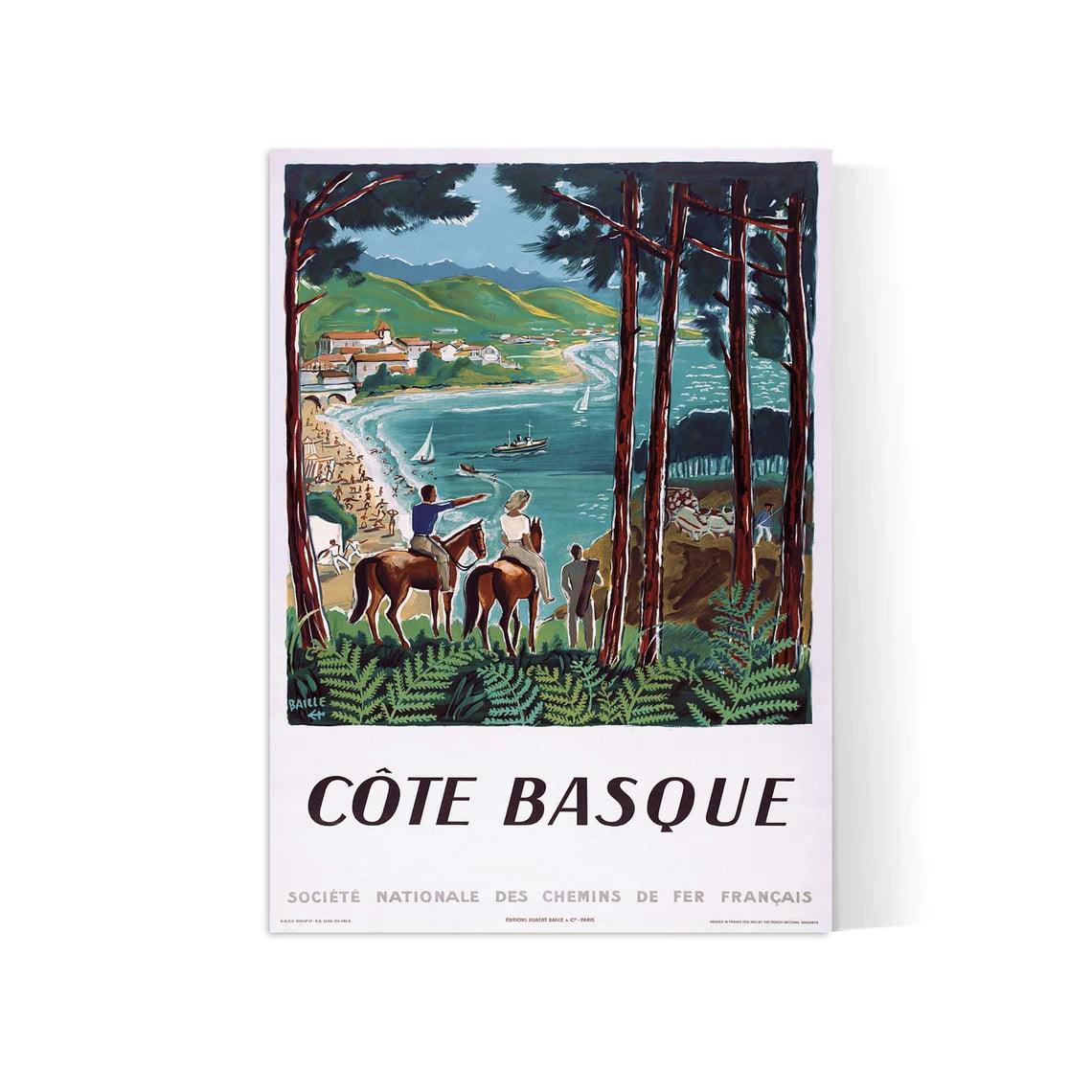 Affiche murale vintage "Côte Basque" - Haute Définition - papier mat 230gr/m² - Poster Vintage