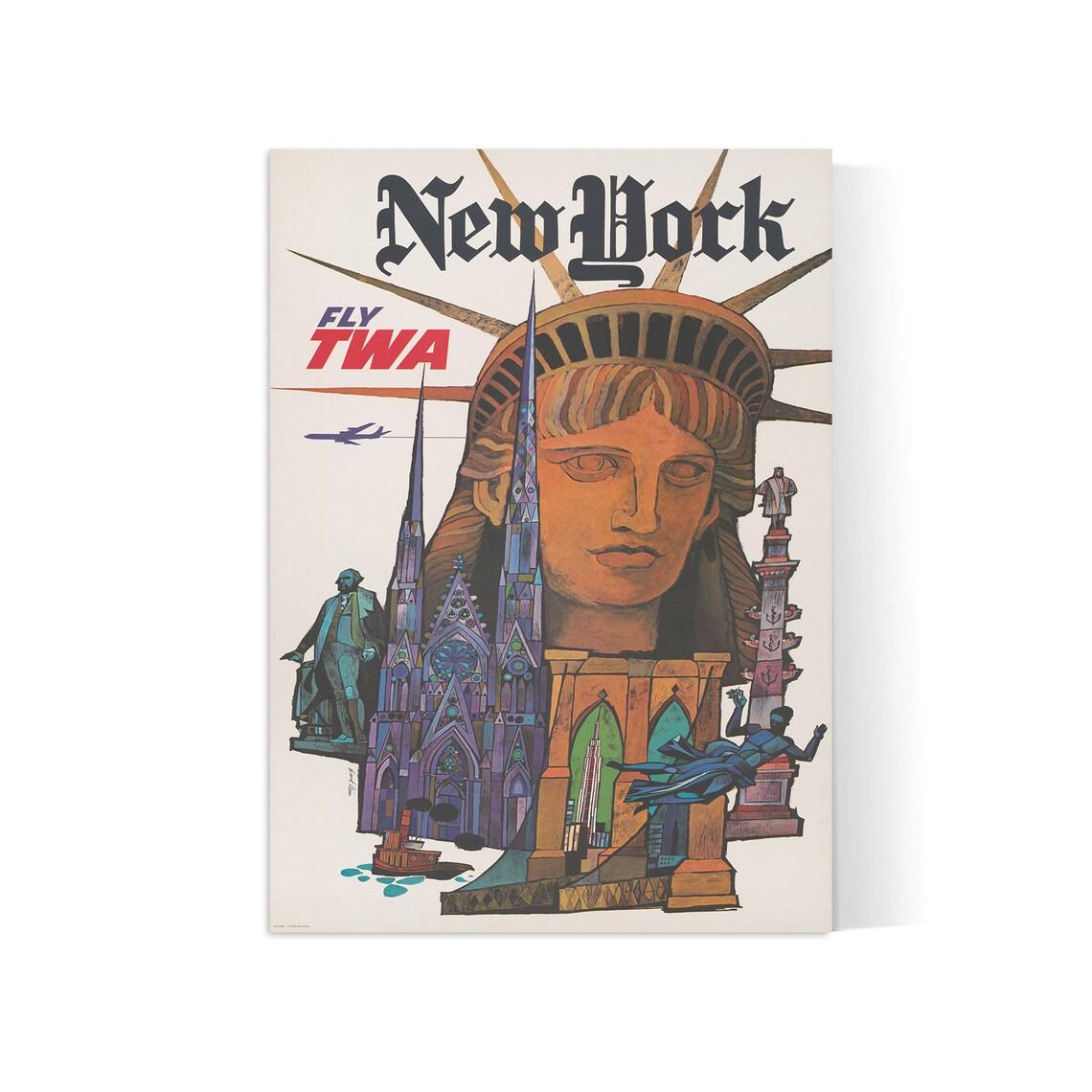 Affiche murale vintage "New York" - TWA - Haute Définition - papier mat 230gr/m² - Poster Vintage
