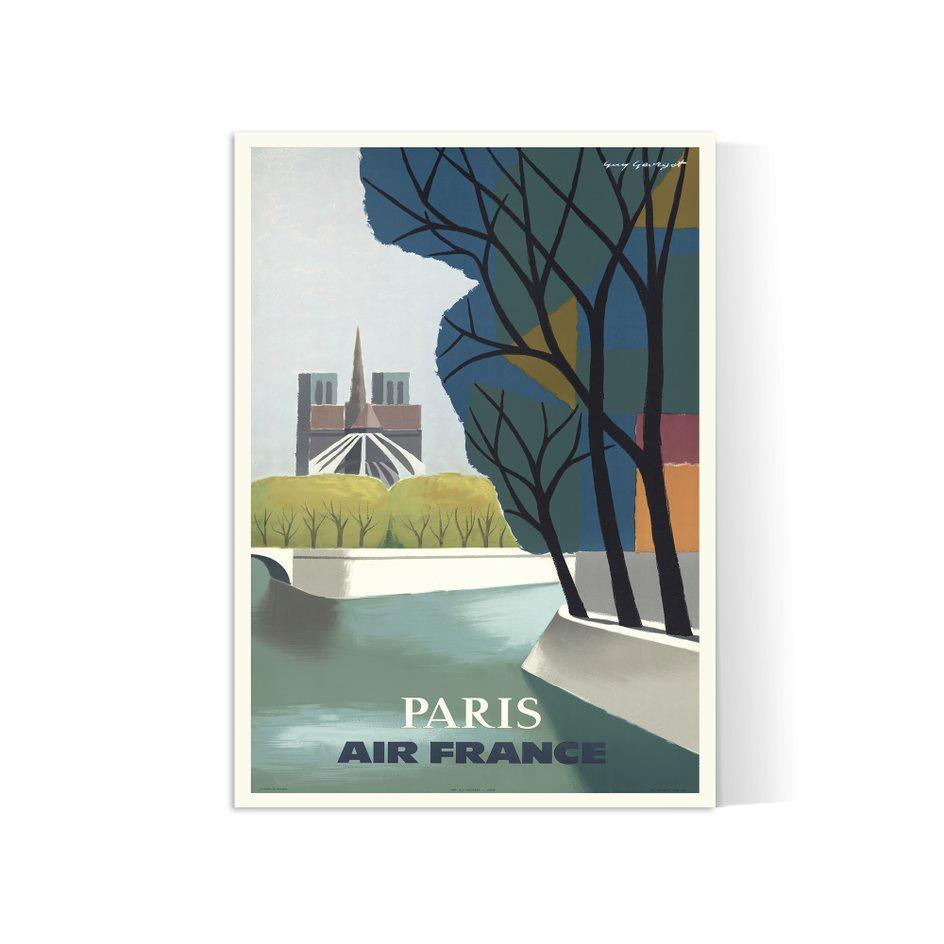 Affiche murale vintage "Paris" - Air France - Guy Georget - Haute Définition - papier mat 230gr/m² - Poster Vintage