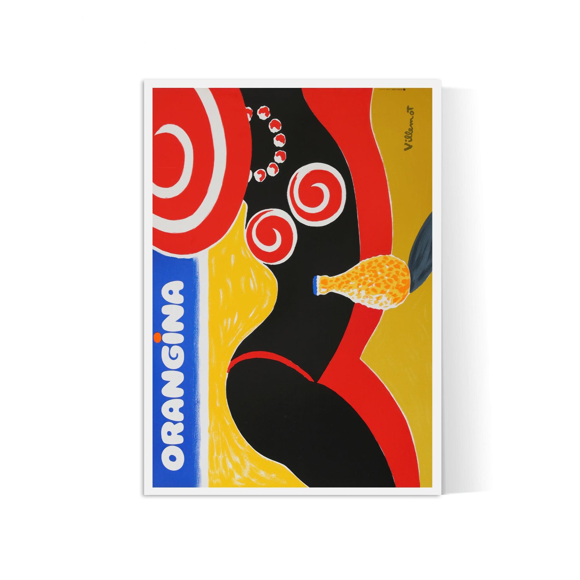 Affiche Orangina "Bronzette sur la plage " - Villemot - Haute Définition - papier mat 230gr/m² - Poster Vintage