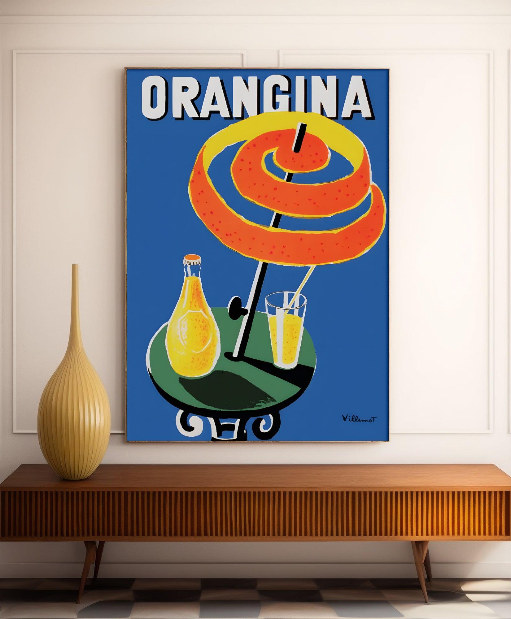 Affiche Orangina "Terrase et Parasol " - Villemot - Haute Définition - papier mat 230gr/m² - Poster Vintage