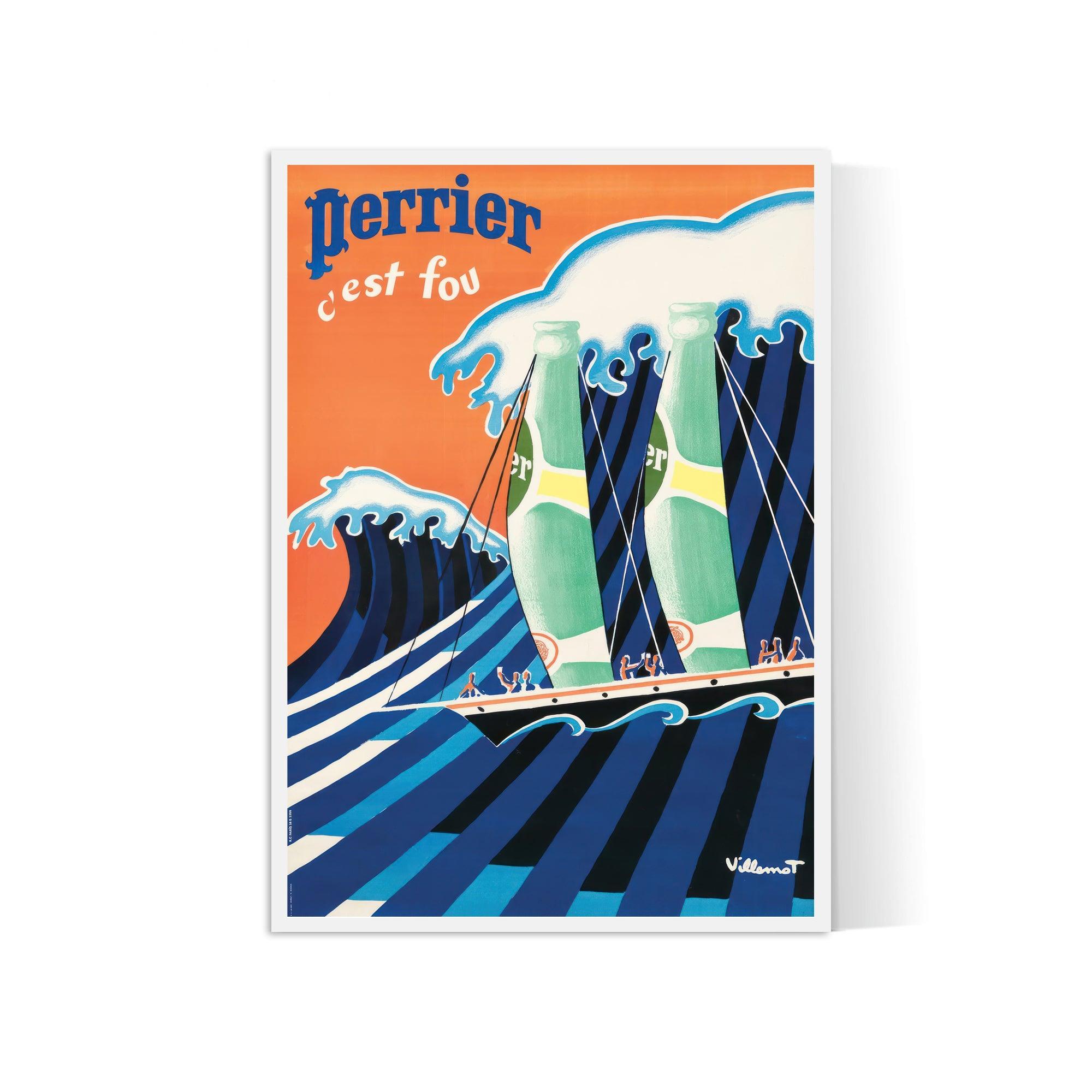 Affiche Perrier "Voiliers Perrier" - Villemot - Haute Définition - papier mat 230gr/m² - Poster Vintage