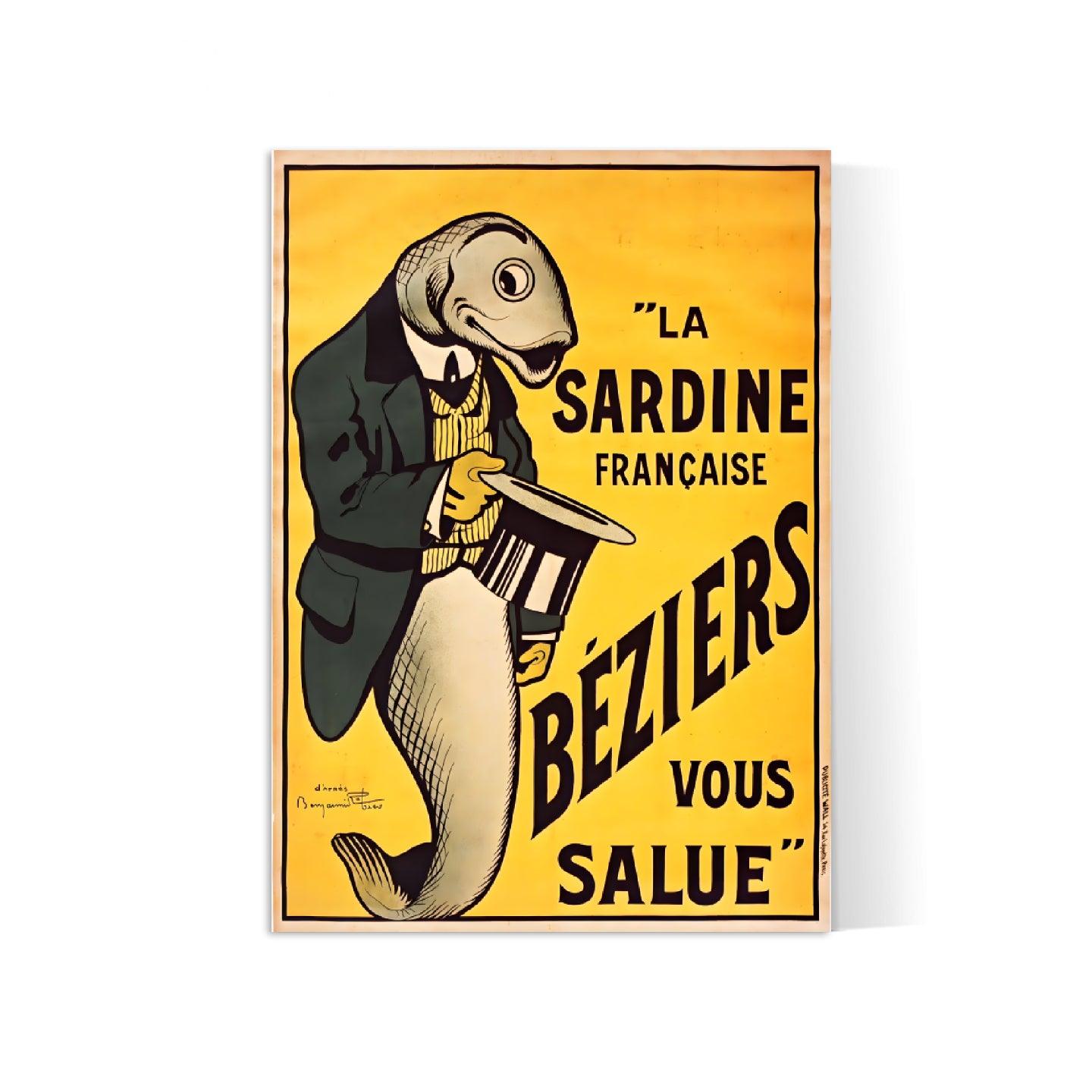 Affiche publicitaire vintage "La Sardine française" - Benjamin Rabier - Haute Définition - papier mat 230gr/m² - Poster Vintage
