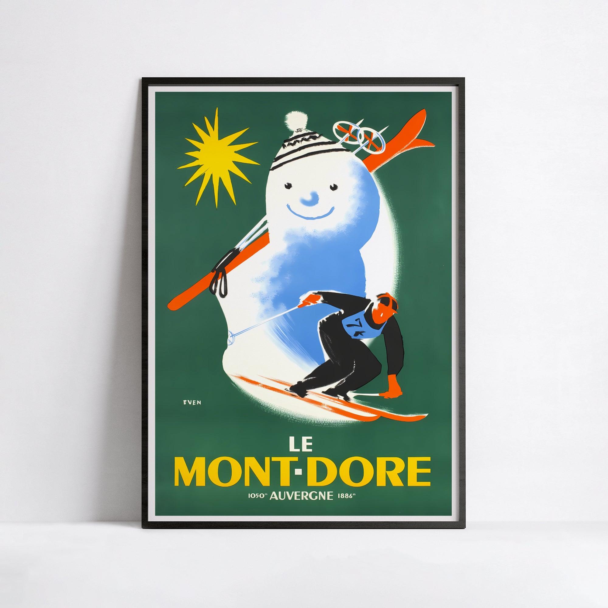 Affiche ski vintage "Mont Doré" - Haute Définition - papier mat 230gr/m² - Poster Vintage