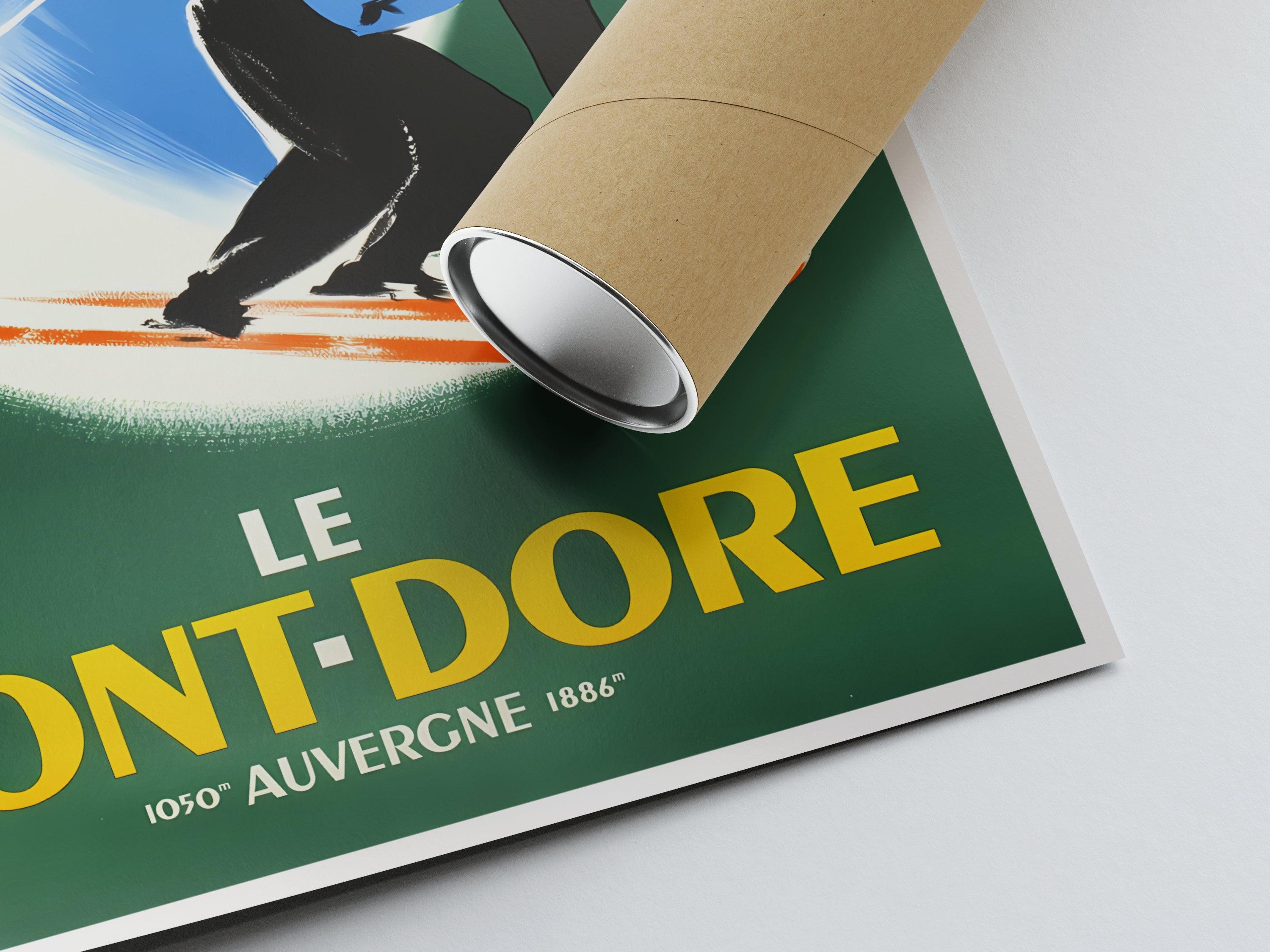 Affiche ski vintage "Mont Doré" - Haute Définition - papier mat 230gr/m² - Poster Vintage