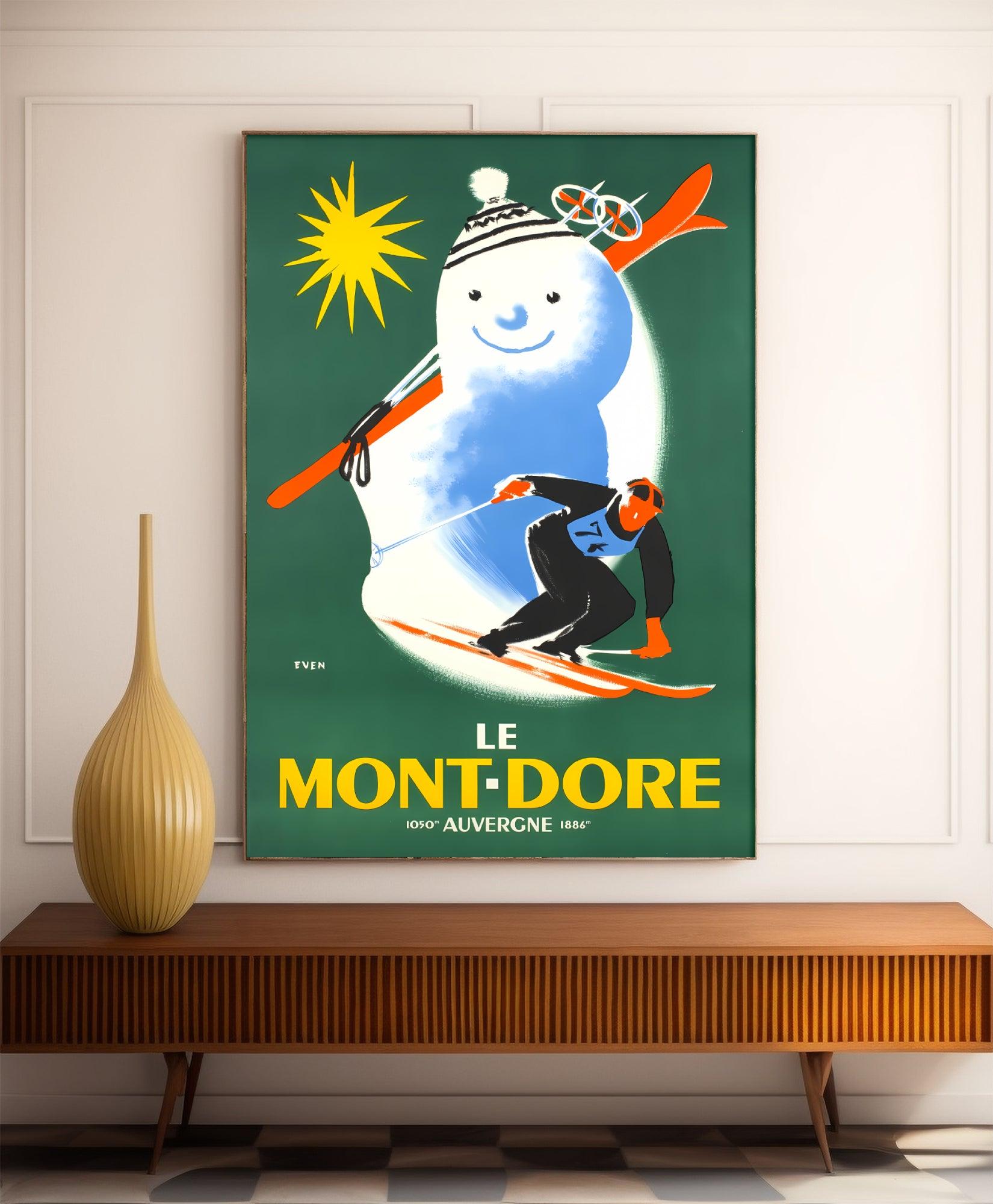 Affiche ski vintage "Mont Doré" - Haute Définition - papier mat 230gr/m² - Poster Vintage