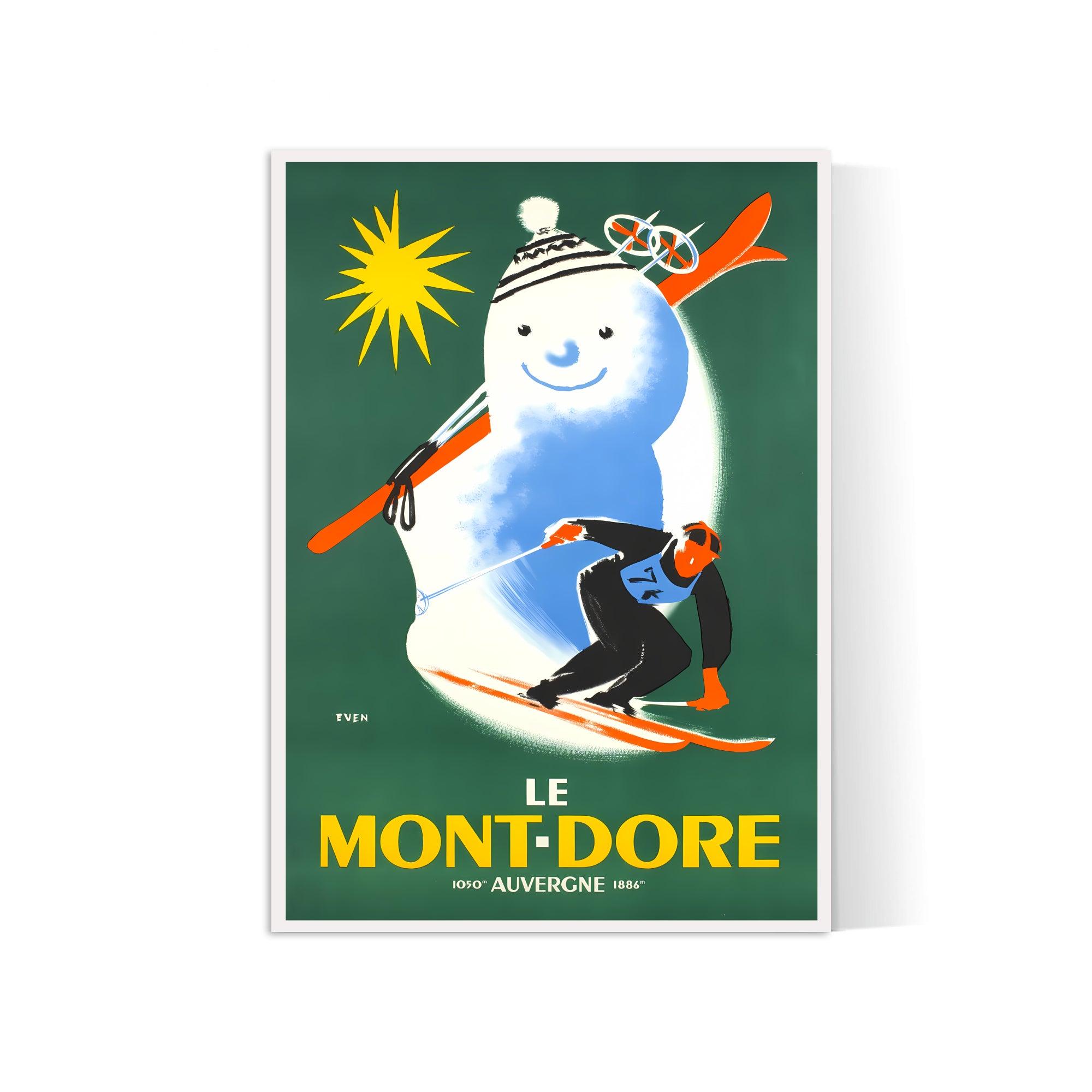 Affiche ski vintage "Mont Doré" - Haute Définition - papier mat 230gr/m² - Poster Vintage