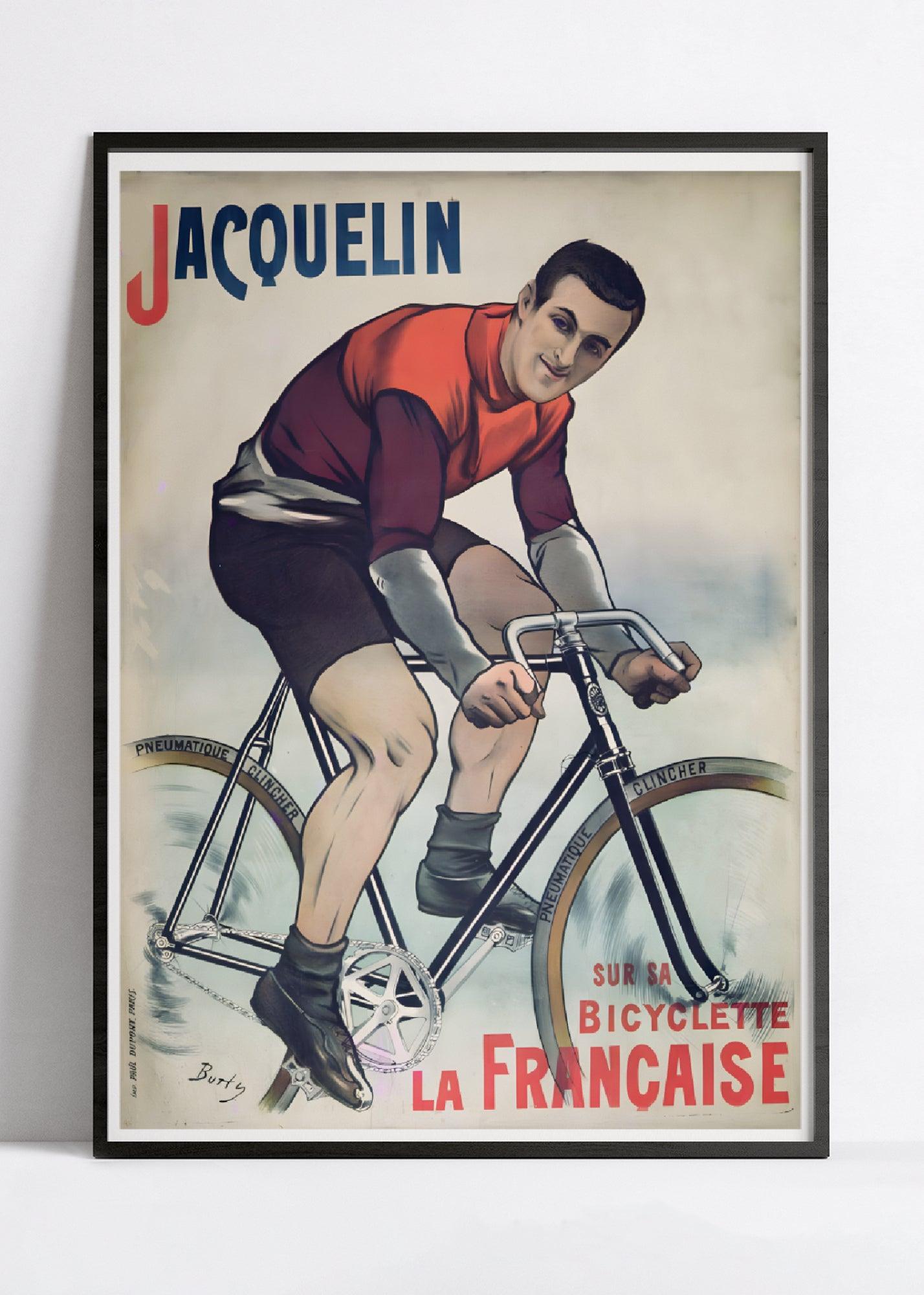 Affiche velo vintage "Cycles La Française : Jacquelin" - Burty - Haute Définition - papier mat 230gr/m² - Poster Vintage