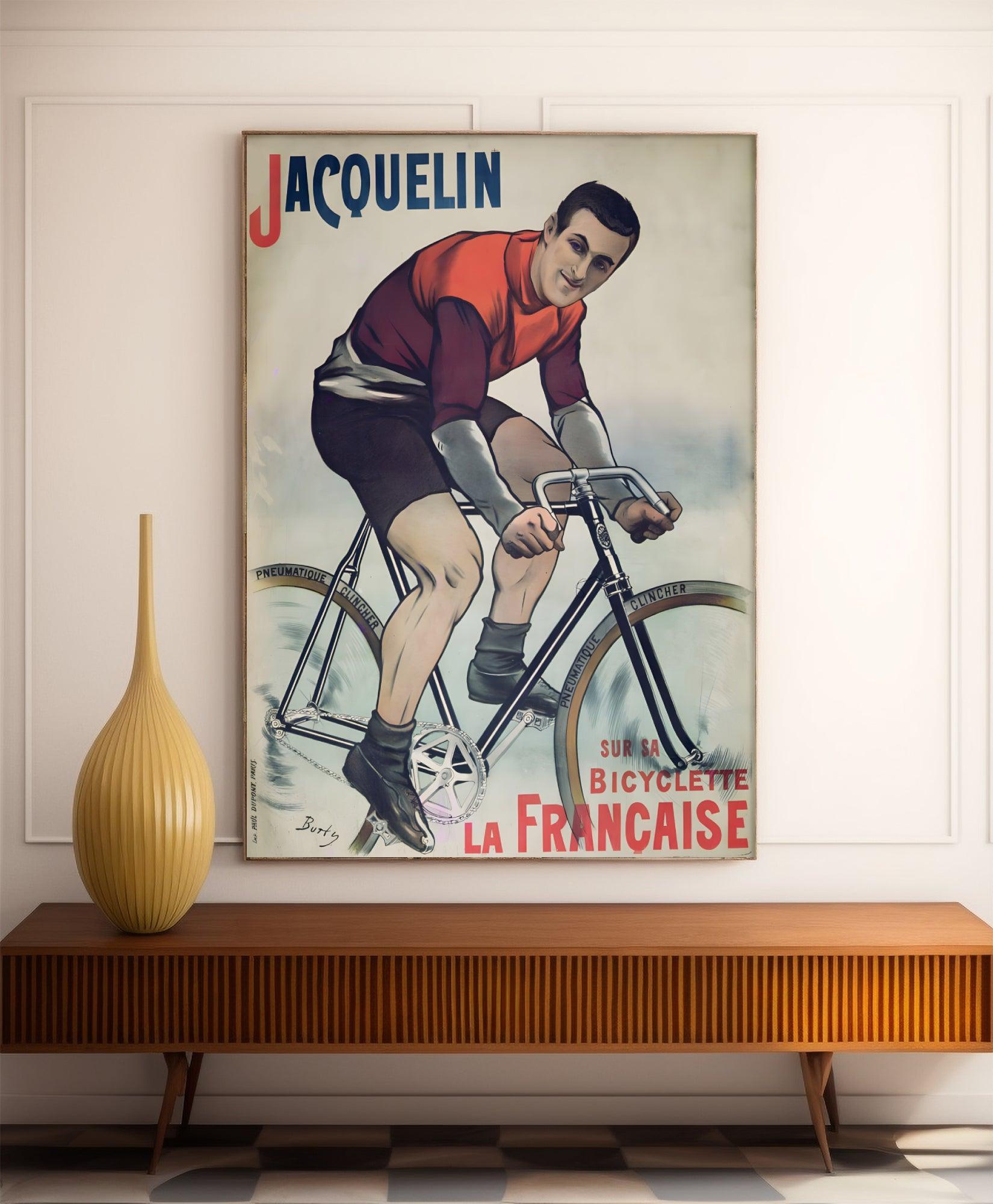Affiche velo vintage "Cycles La Française : Jacquelin" - Burty - Haute Définition - papier mat 230gr/m² - Poster Vintage