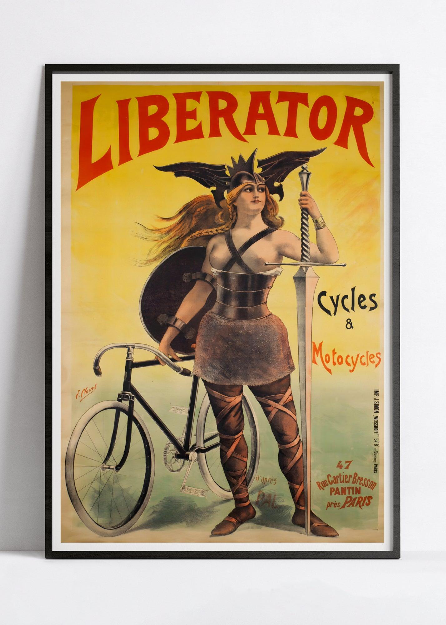 Affiche velo vintage "Cycles Liberator" - PAL - Haute Définition - papier mat 230gr/m² - Poster Vintage