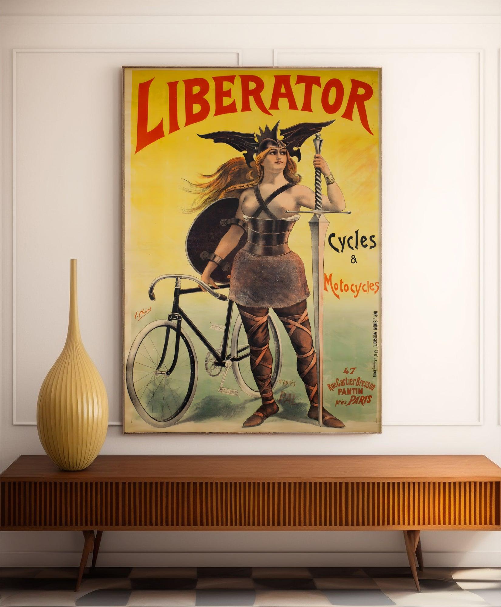 Affiche velo vintage "Cycles Liberator" - PAL - Haute Définition - papier mat 230gr/m² - Poster Vintage