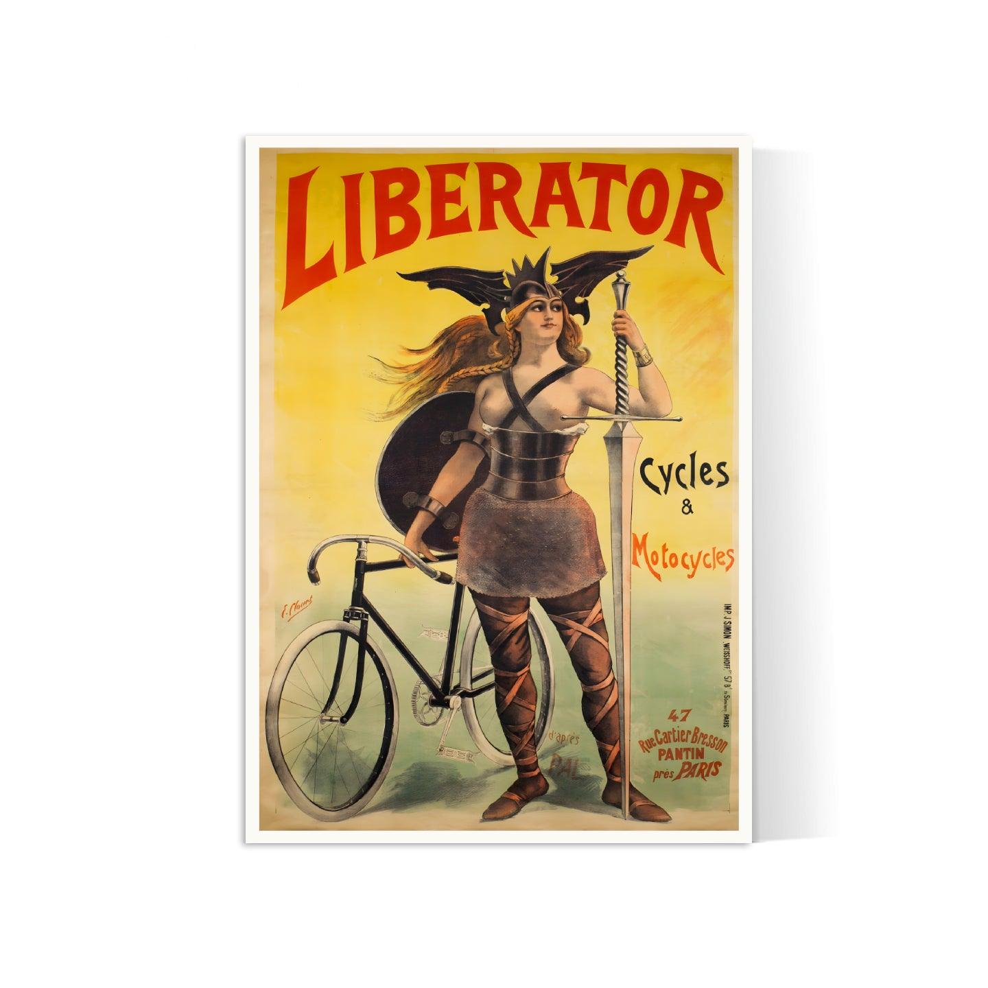 Affiche velo vintage "Cycles Liberator" - PAL - Haute Définition - papier mat 230gr/m² - Poster Vintage