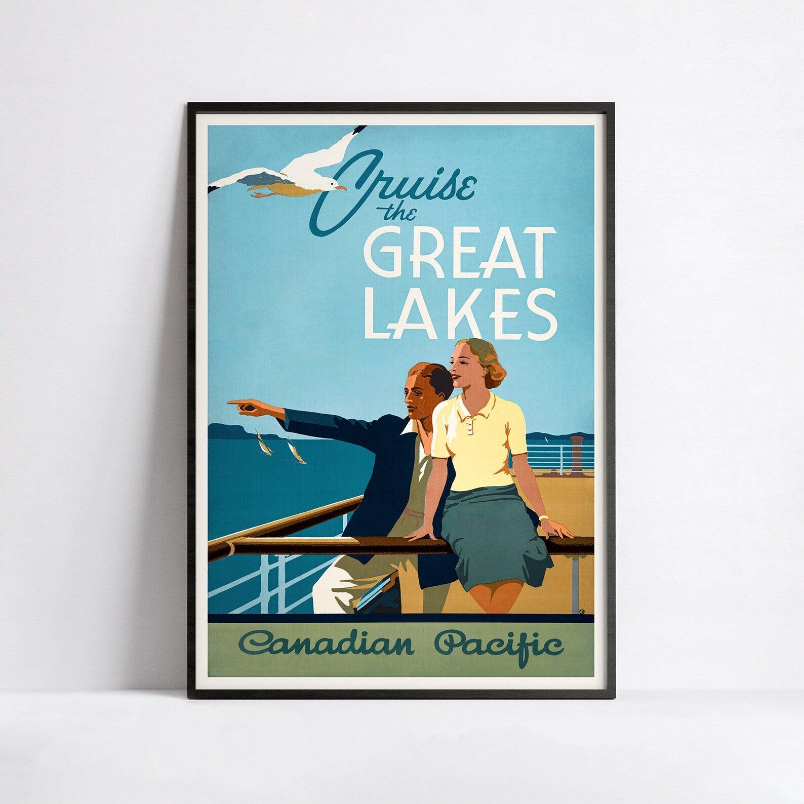 Affiche Vintage - "Cruise The Great Lakes" - Canadian Pacific - Haute Définition - papier mat 230gr/m² - Poster Vintage