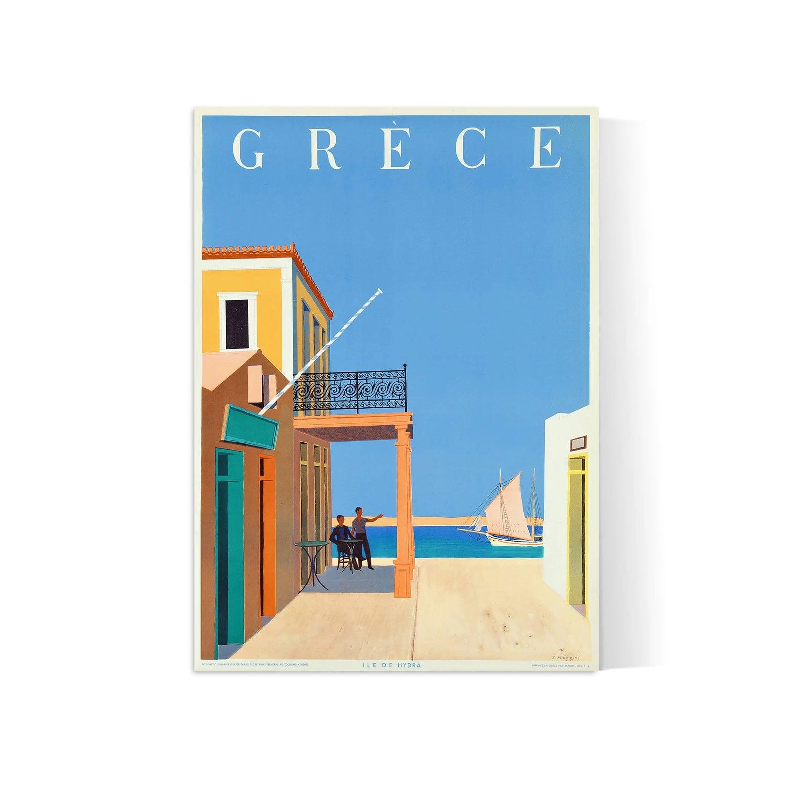 Affiche vintage "ILE DE HYDRA" -GRECE- (Yiánnis Móralis) Haute Définition - papier mat 230gr/m² - Poster Vintage