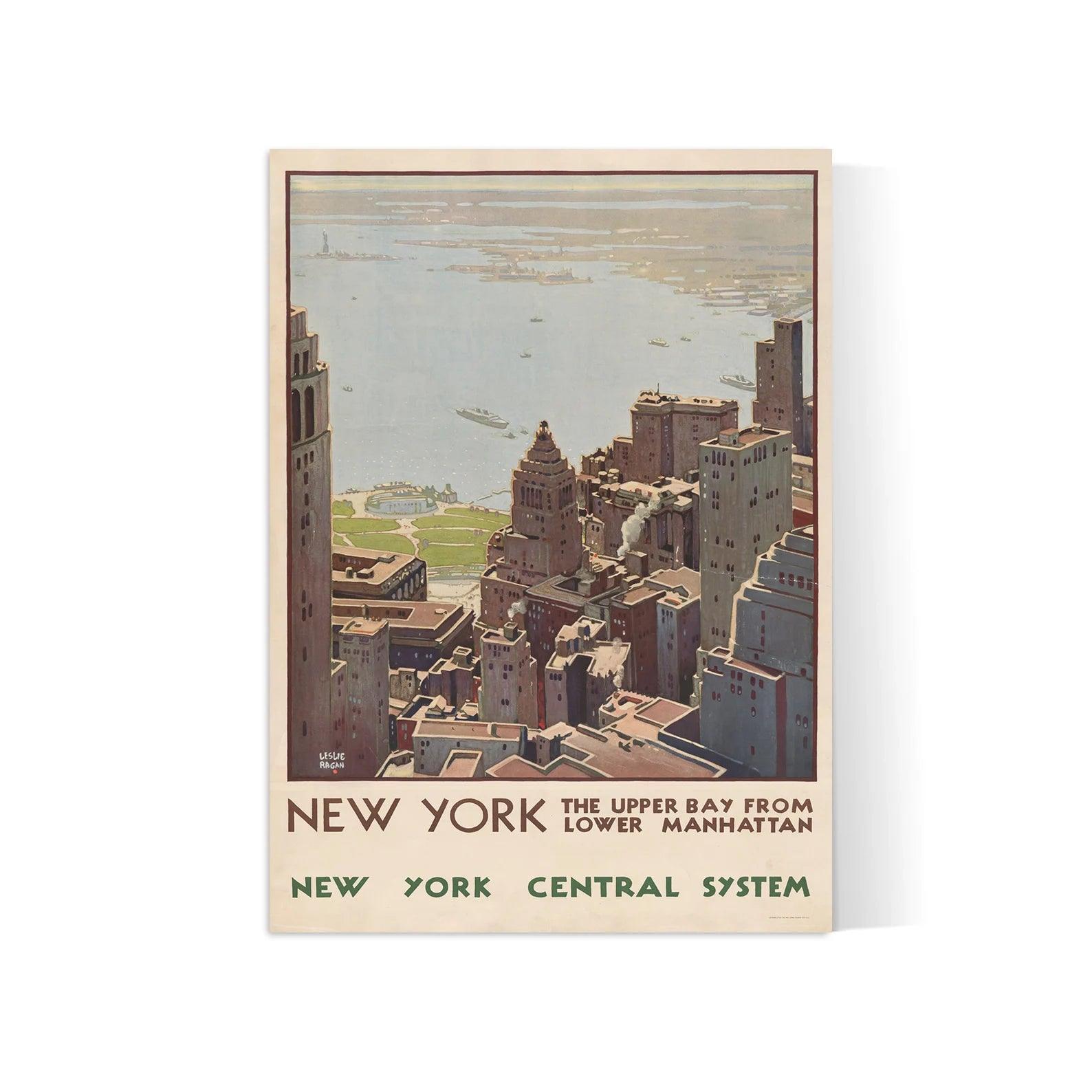 Affiche vintage "NEW YORK -CENTRAL SYSTEM" - LESLIE RAGAN - Haute Définition - papier mat 230gr/m² - Poster Vintage