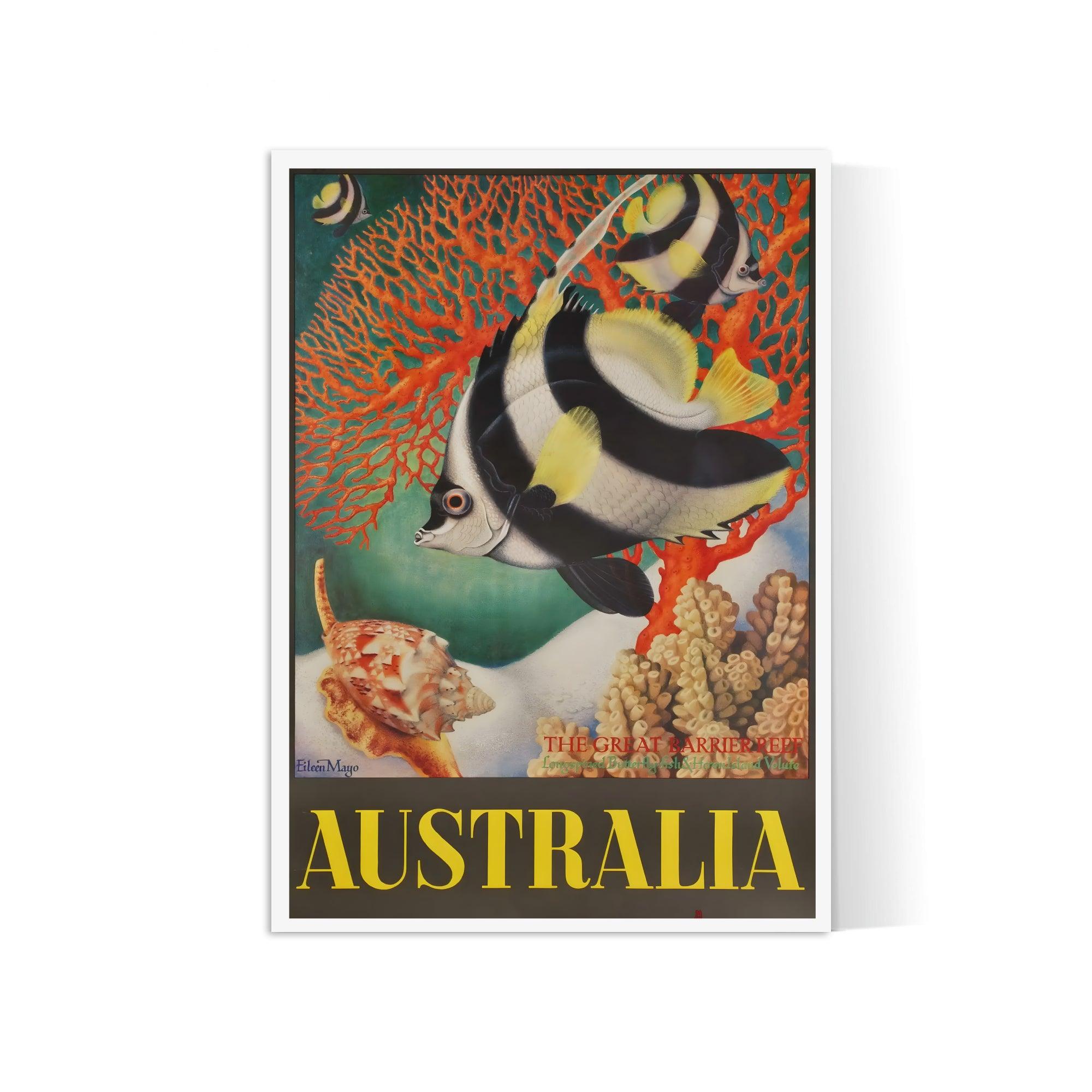 Affiche voyage vintage "Australie" - Poissons Exotiques - Haute Définition - papier mat 230gr/m² - Poster Vintage